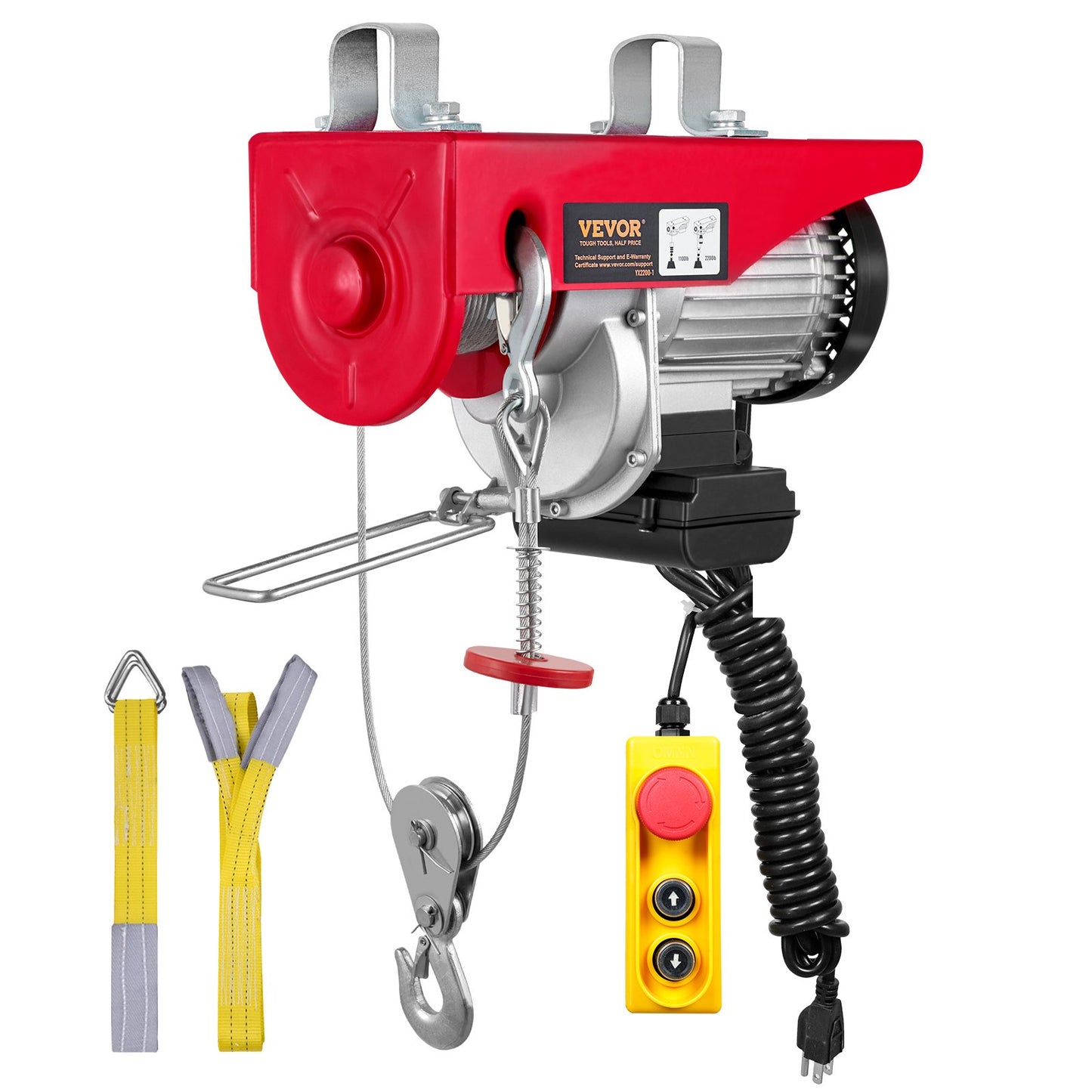 VEVOR Electric Hoist, 2200 lbs Lifting Capacity, 1600W 110V Electric Steel Wire Winch w/ 14ft Wired Remote,-$140