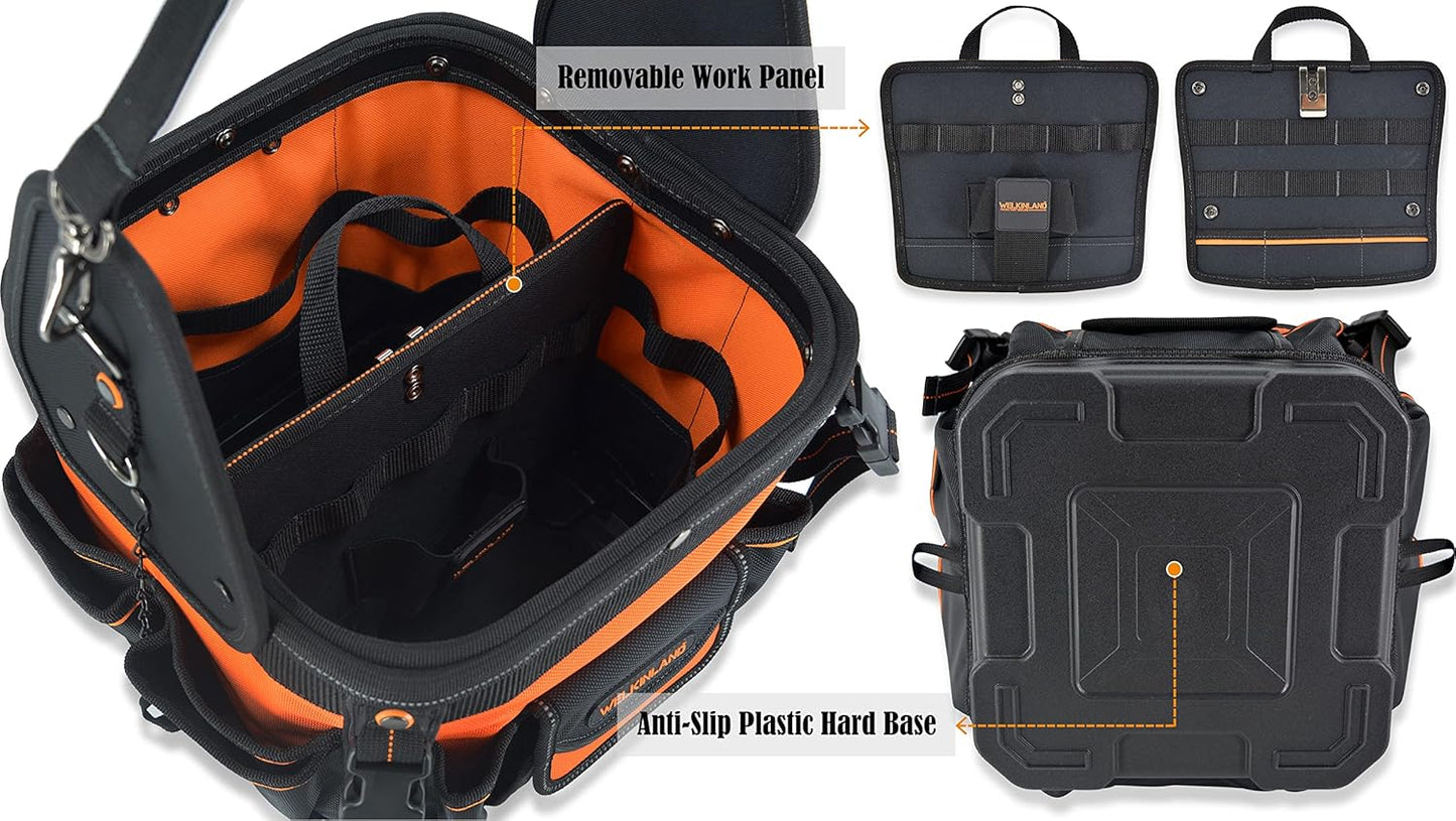 BNIB-24-Pockets Hard-Based HVAC tool bag, Open-Top Electrician tool bag, Electricians tool bag