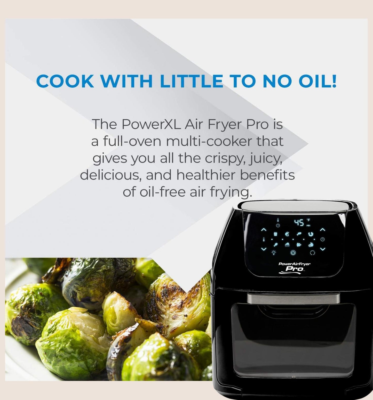 BNIB-Power XL 7-in-1 Cooking Features Air Fryer Pro, Crisp, Cook, Rotisserie,Dehydrate,1700W (6 Qt, Black)