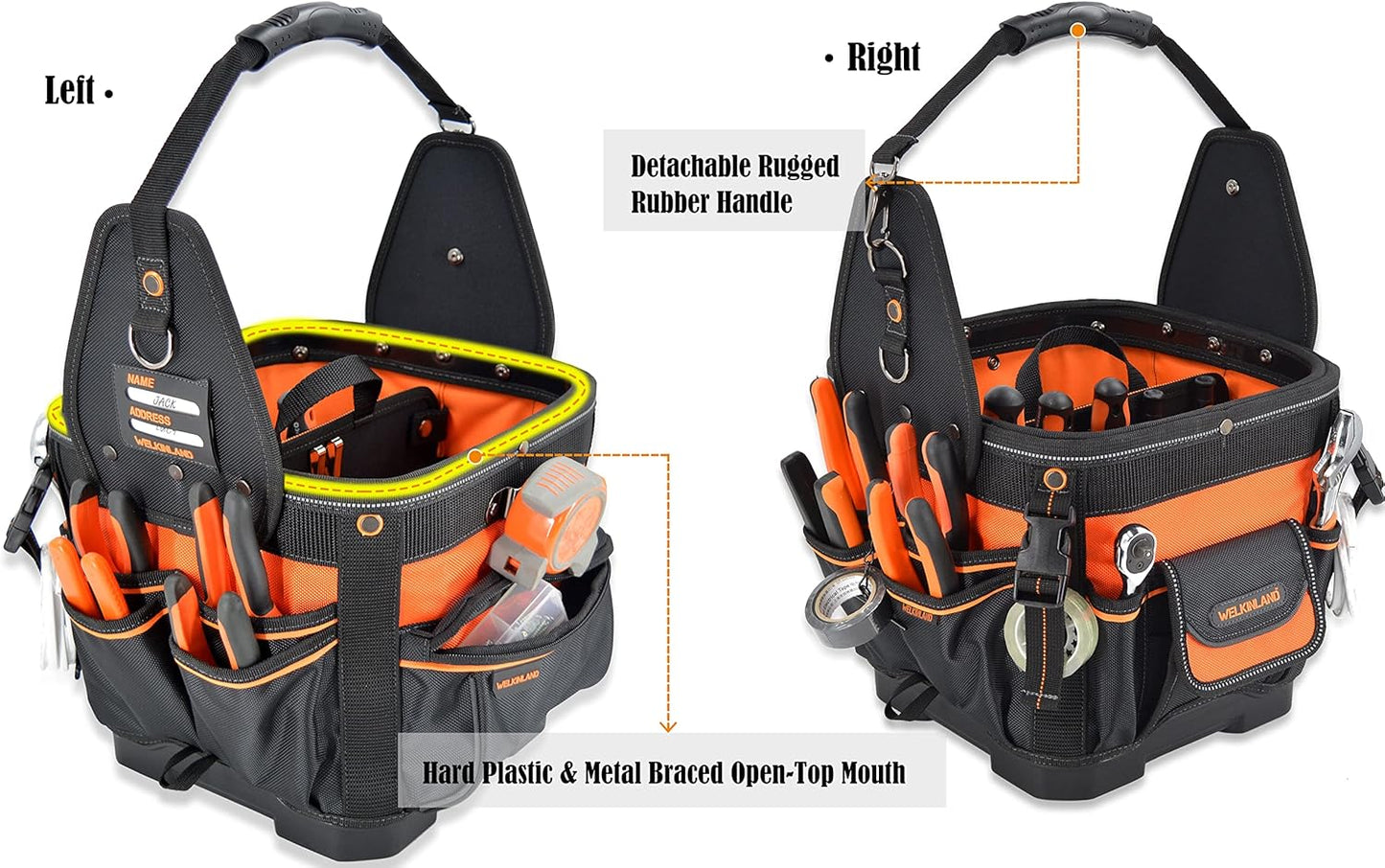 BNIB-24-Pockets Hard-Based HVAC tool bag, Open-Top Electrician tool bag, Electricians tool bag