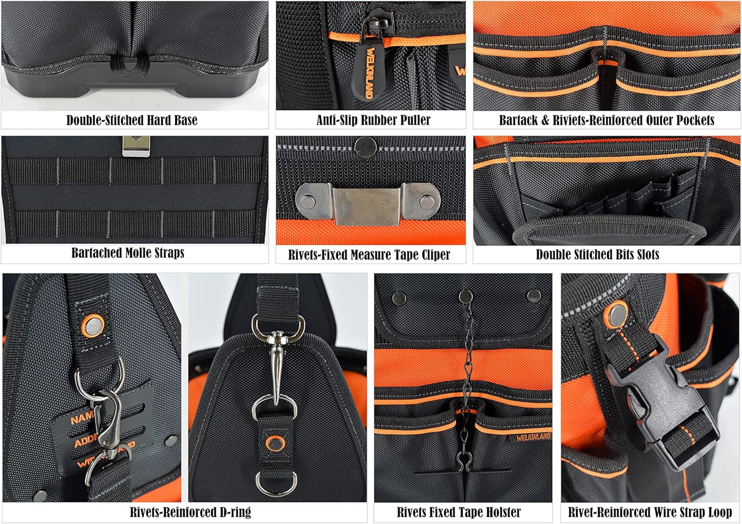 BNIB-24-Pockets Hard-Based HVAC tool bag, Open-Top Electrician tool bag, Electricians tool bag