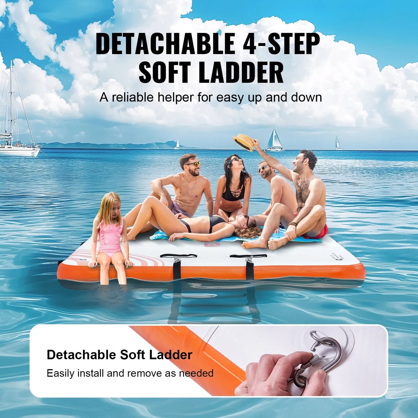 VEVOR Inflatable Floating Dock, 8 x 5FT Inflatable Dock Platform, Non-Slip Water Floating Dock Mat,-$160