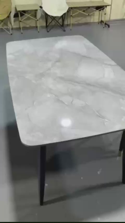 Brand new Contemporary Sintered Stone & Metal Dining Table in Black, -$350