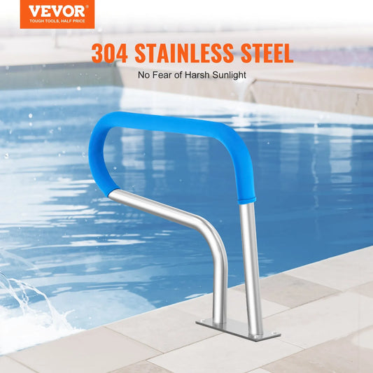 VEVOR Pool Handrail, 32 x 23 inch Pool Railing, Stainless Steel with Base Plate for Indoor/Outdoor Pools,-$60