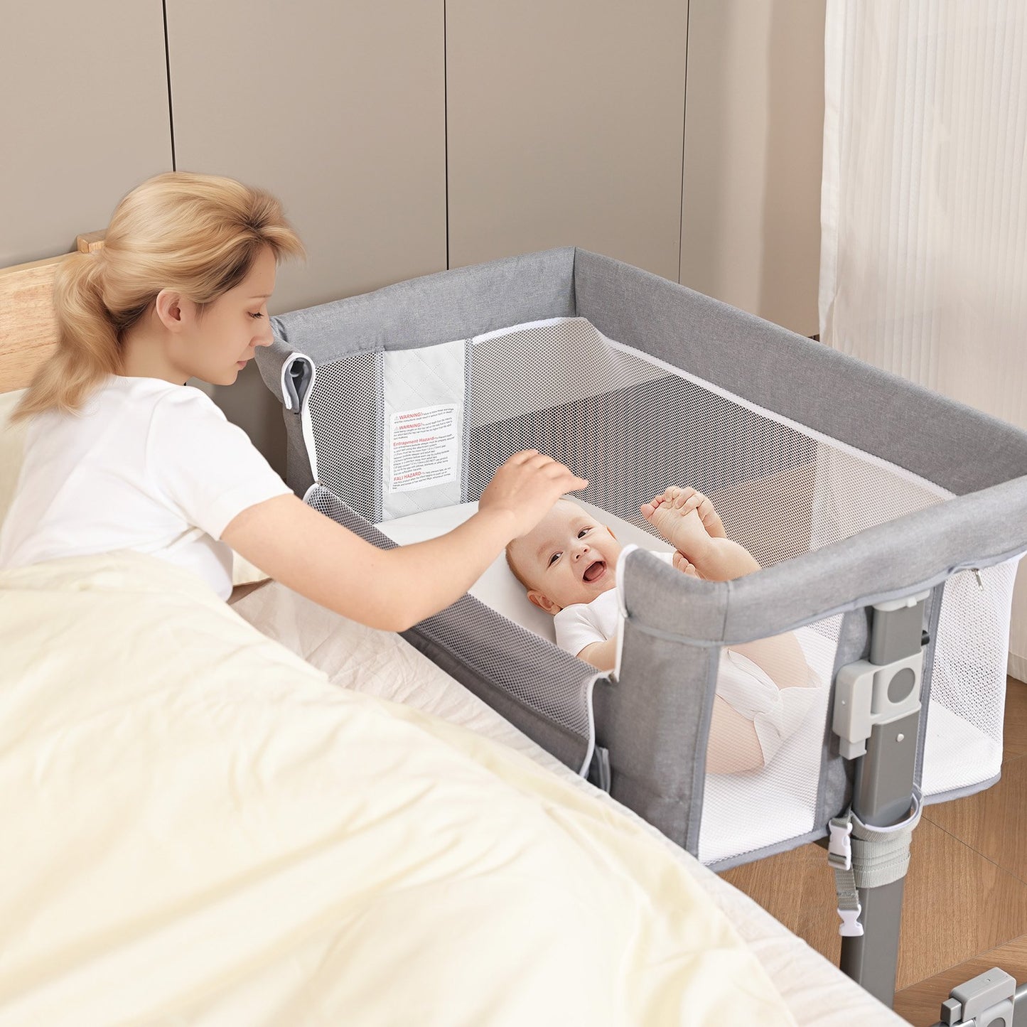 VEVOR Baby Bassinet, 5-Level Height Adjustable,Bedside Sleeper with Comfy Mattress and Wheels,-$100