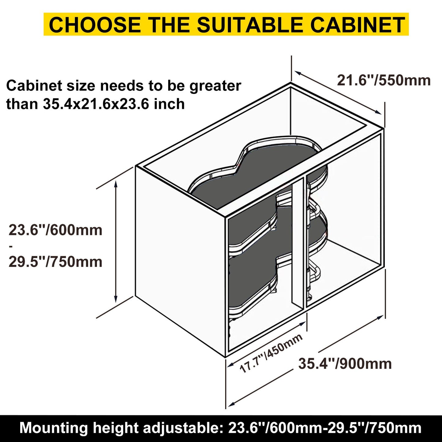 BNIB-VEVOR Cloud Blind Corner Pullout for 36 inch Cabinet Blind Corner Cabinet Pull Out, 2 Tier Swing Tray