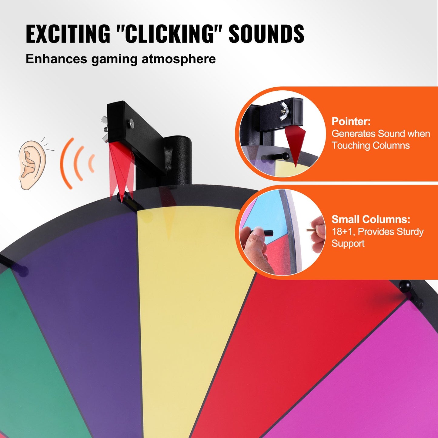 VEVOR 36 inch Spinning Prize Wheel, 18 Slots Spinning Wheel, Roulette Wheel with a Dry Erase and 2 Markers