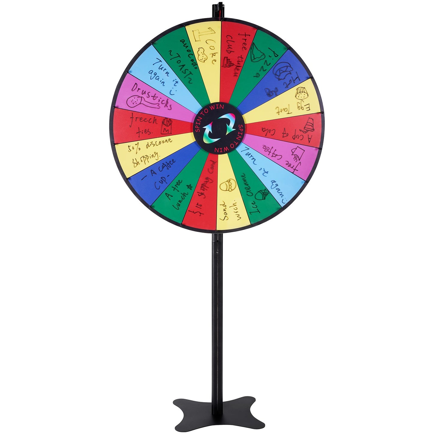VEVOR 36 inch Spinning Prize Wheel, 18 Slots Spinning Wheel, Roulette Wheel with a Dry Erase and 2 Markers