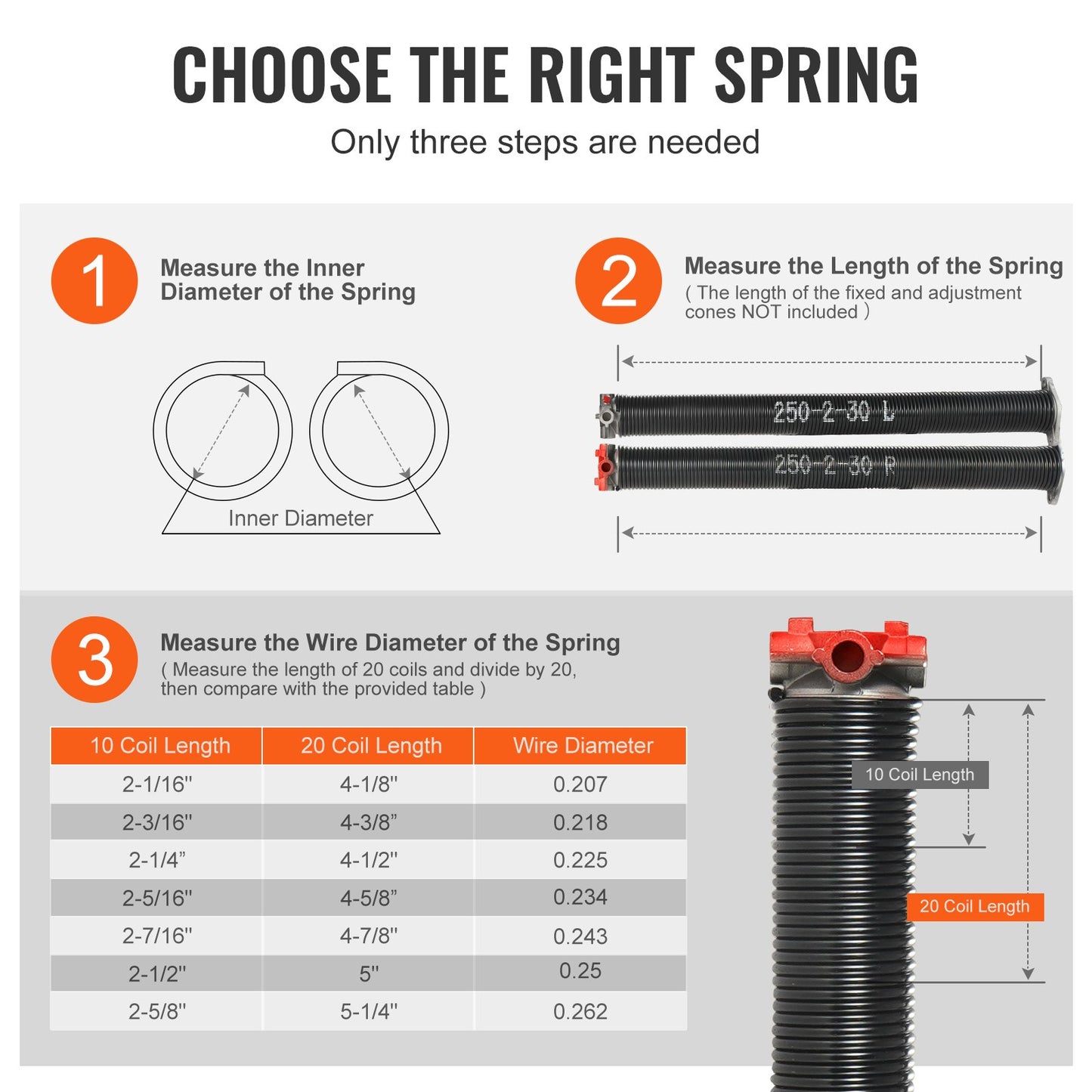 VEVOR Garage Door Torsion Springs, Pair of 0.25 x 2 x 30inch, 16000 Cycles, Garage Door Springs,-$55