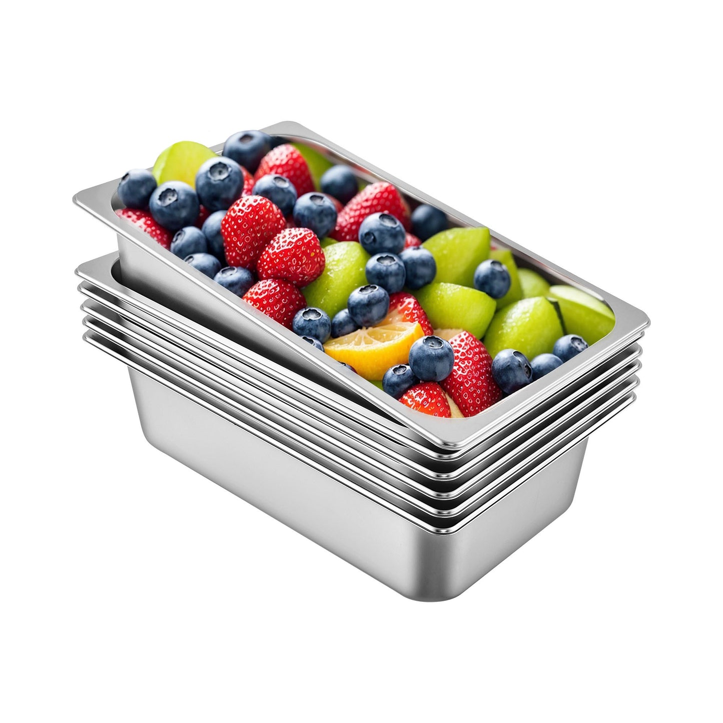 VEVOR 6 Pack Steam Table Pans 20.9 x 12.8 x 5.9 Inch Deep Steam Table Pan Full Size 20.5L Deep-$60