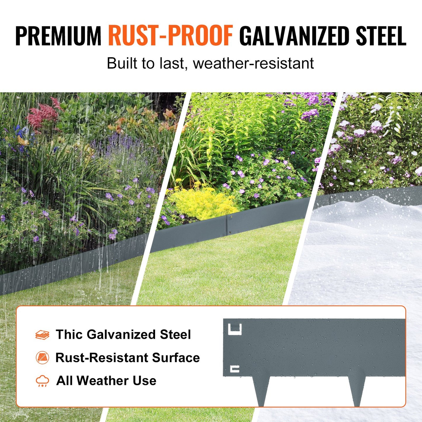 VEVOR Steel Landscape Edging, 5-pack Steel Garden Edging Borders, 39" L x 4" H Strips,-$45