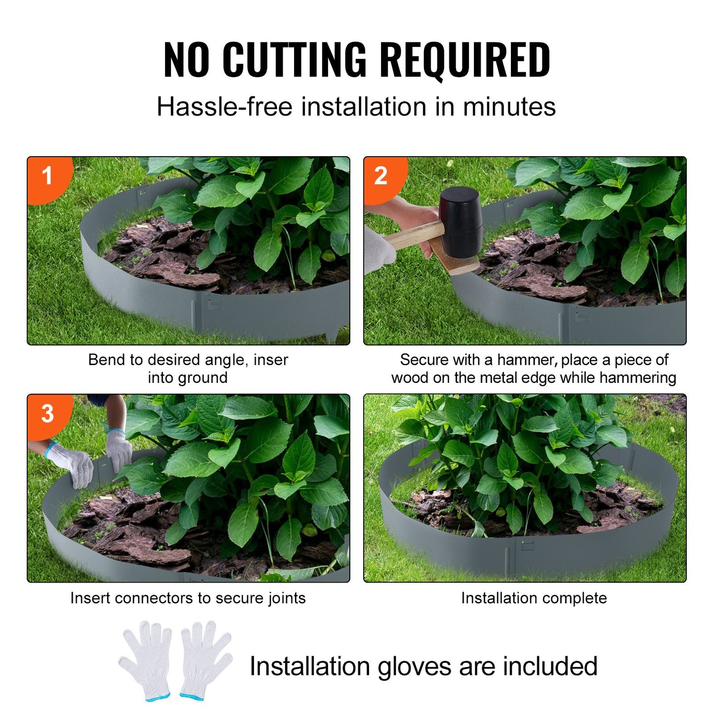 VEVOR Steel Landscape Edging, 5-pack Steel Garden Edging Borders, 39" L x 4" H Strips,-$45
