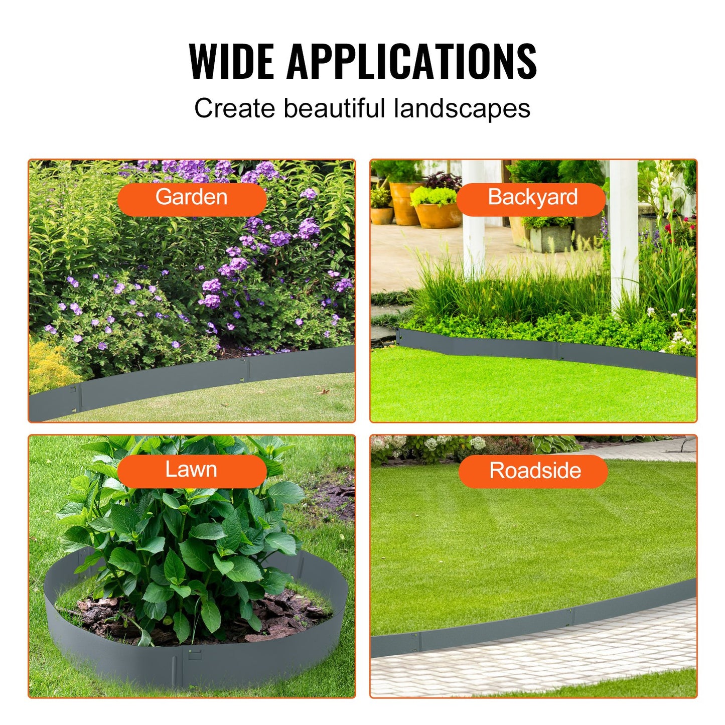 VEVOR Steel Landscape Edging, 5-pack Steel Garden Edging Borders, 39" L x 4" H Strips,-$45