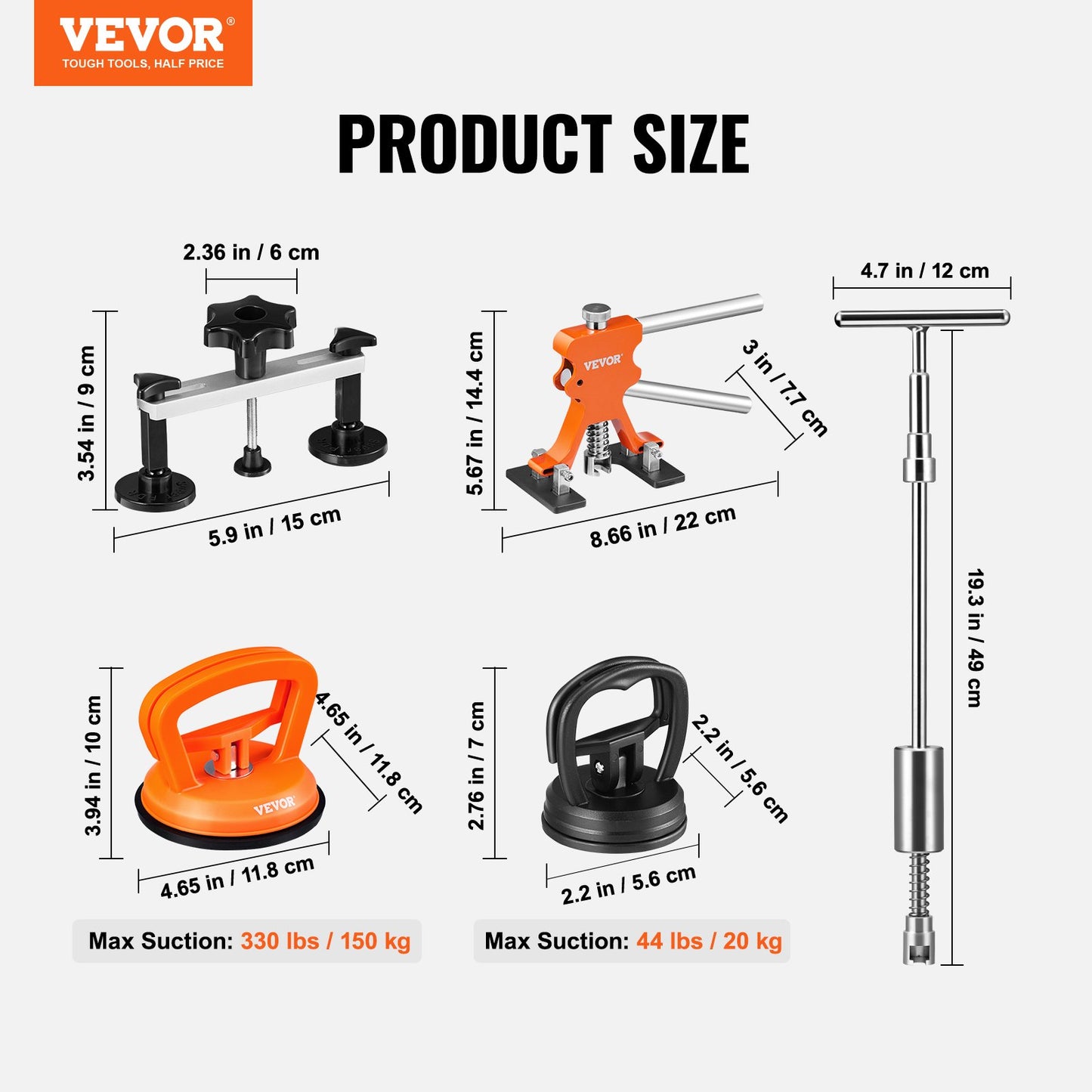 VEVOR 107 PCS Dent Removal Kit, Paintless Dent Repair Kit with Golden Lifter, Bridge Puller,-$50