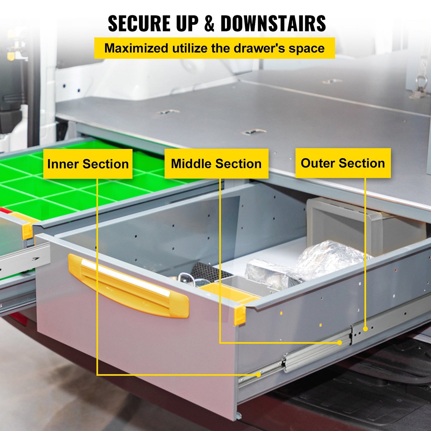 VEVOR Drawer Slides, 176 lb Capacity, 1 Pair 60 Inch Length Soft Close Drawer Slides,-$90