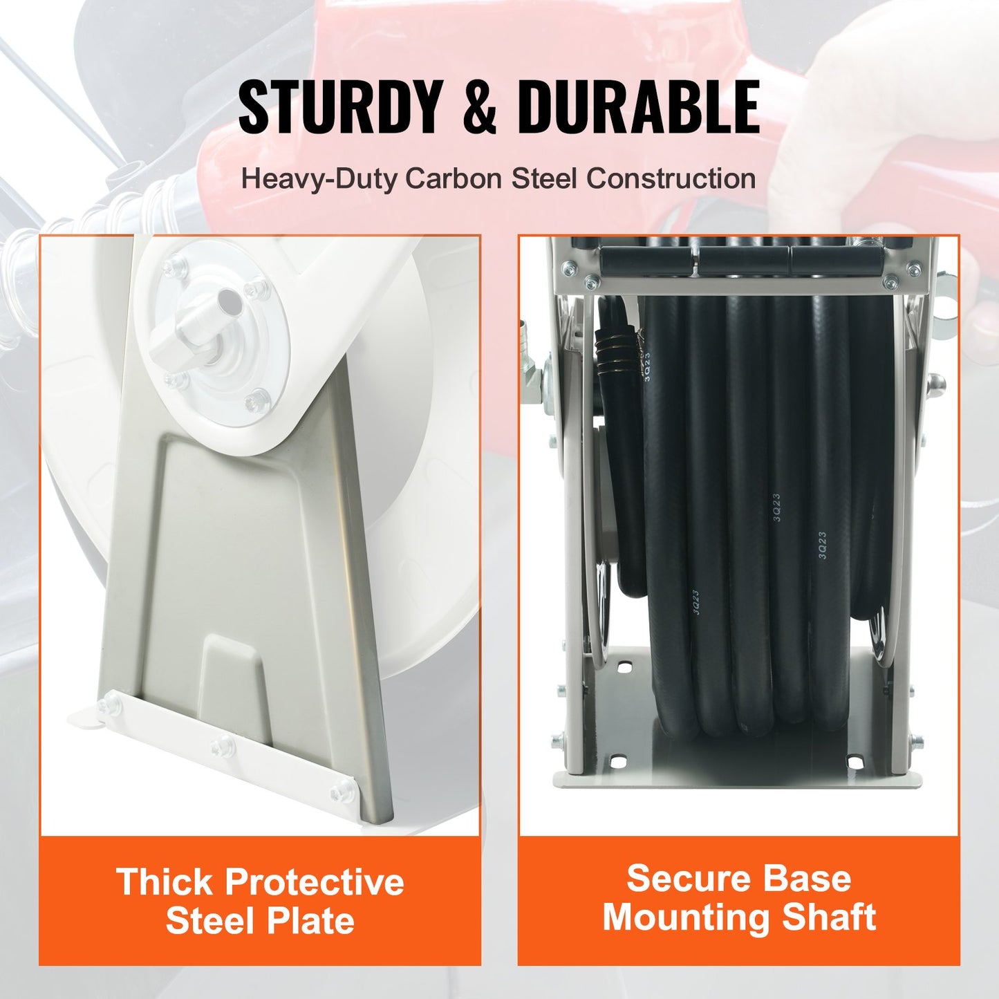 VEVOR Fuel Hose Reel, 3/4" x 50', Extra Long Retractable, Heavy-Duty Carbon Steel Construction ,-$280