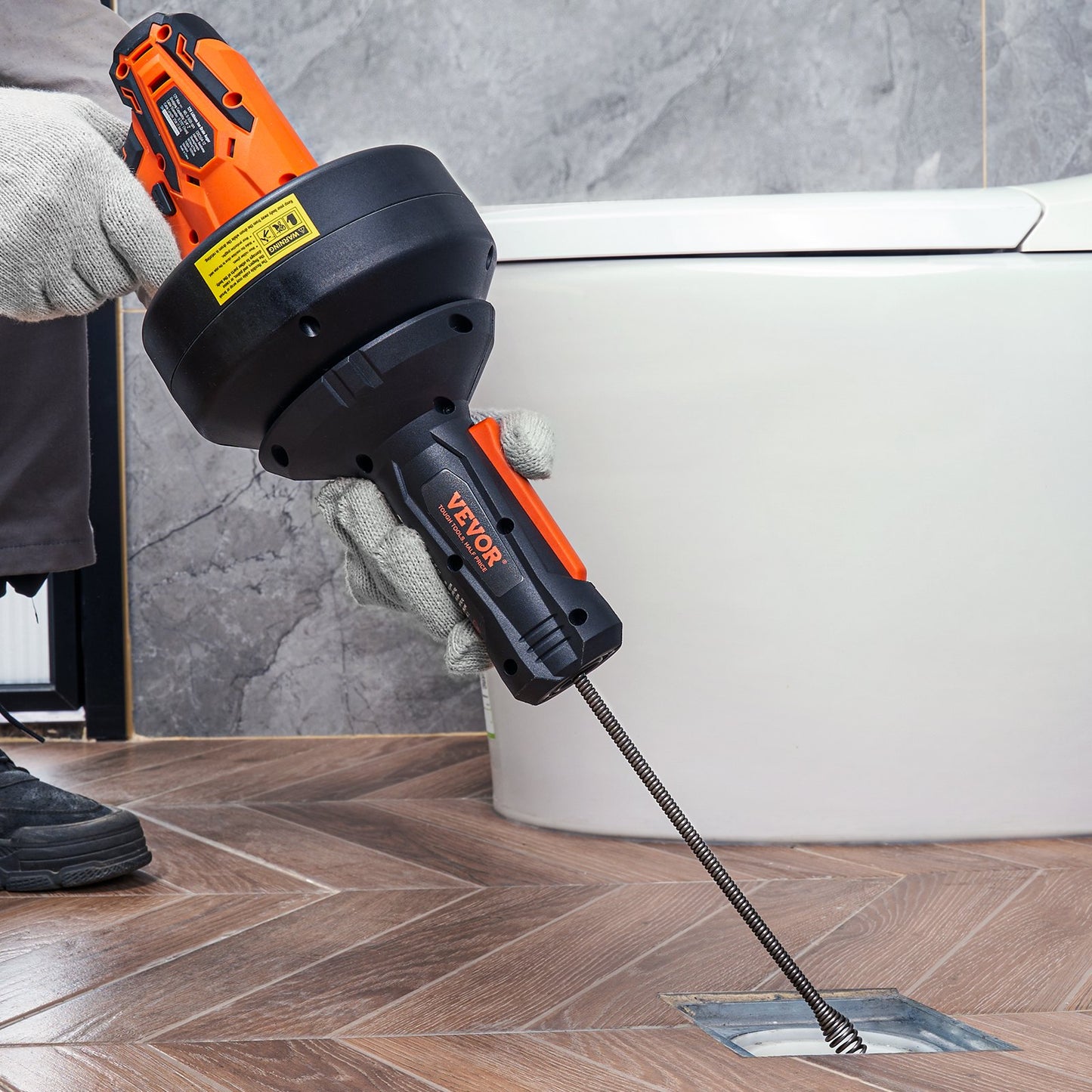 VEVOR 12V Electric Drain Auger, 25FT Cordless Plumbing Snake Auto Feed, Pipeline Snake Drain,-$50