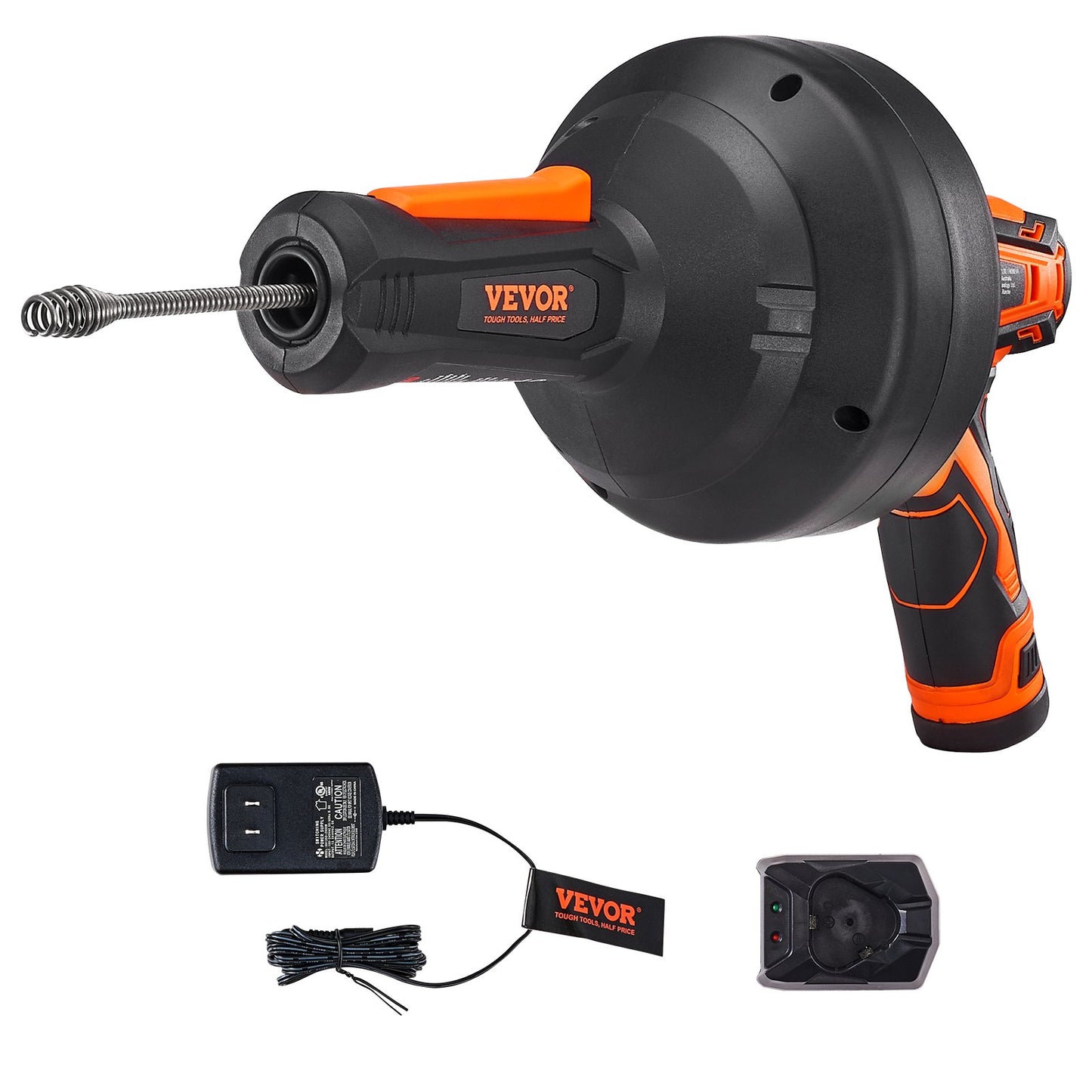 VEVOR 12V Electric Drain Auger, 25FT Cordless Plumbing Snake Auto Feed, Pipeline Snake Drain,-$50