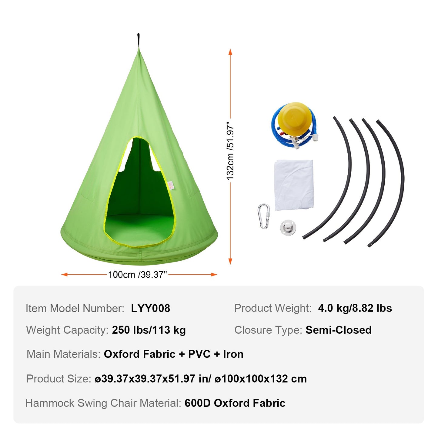 VEVOR Kids Nest Swing Hammock, Hanging Hammock with Adjustable Rope, for Kids Indoor and Outdoor,-$45