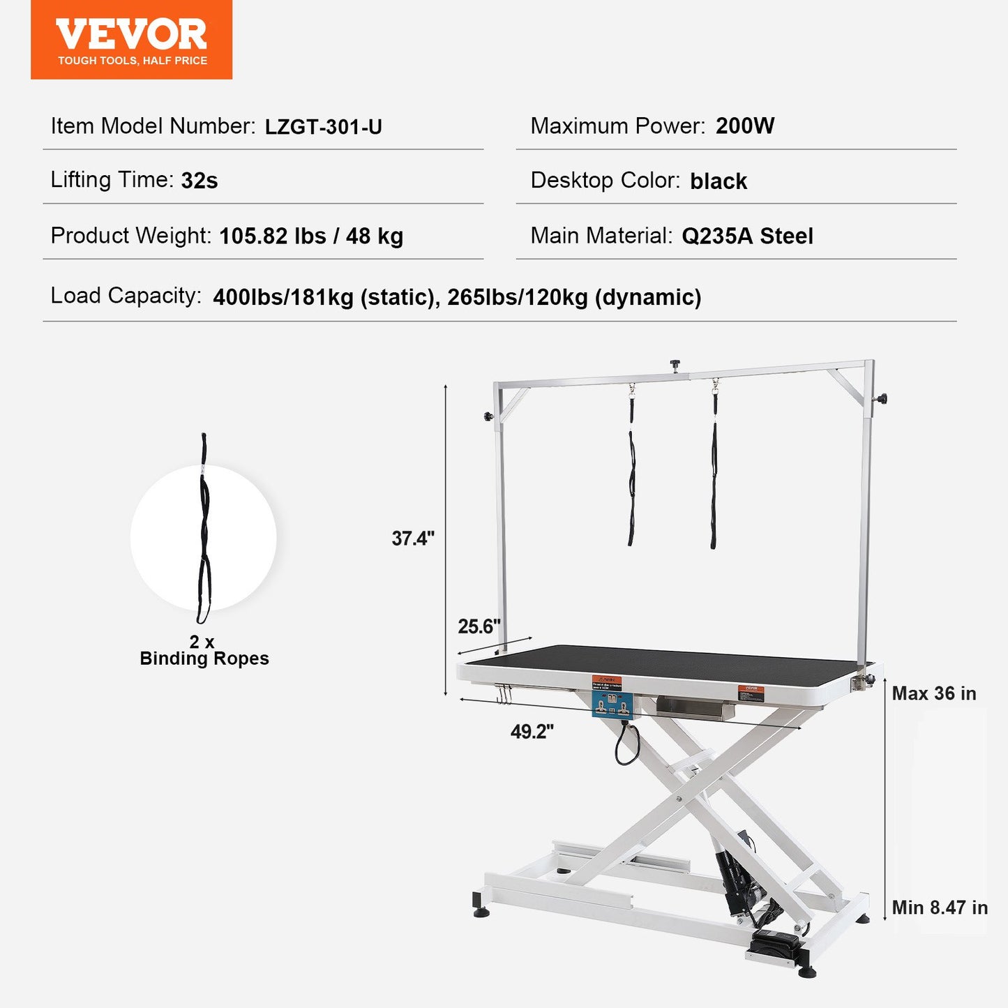 VEVOR 50" Electric Pet Grooming Table, Heavy Duty Dog Grooming Arm for Large Dogs,-$400