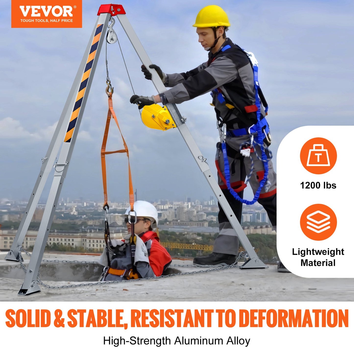VEVOR Confined Space Tripod Kit, 1200 lbs Winch, Confined Space Tripod 7' Legs Bracket and 98' Cable,-$330