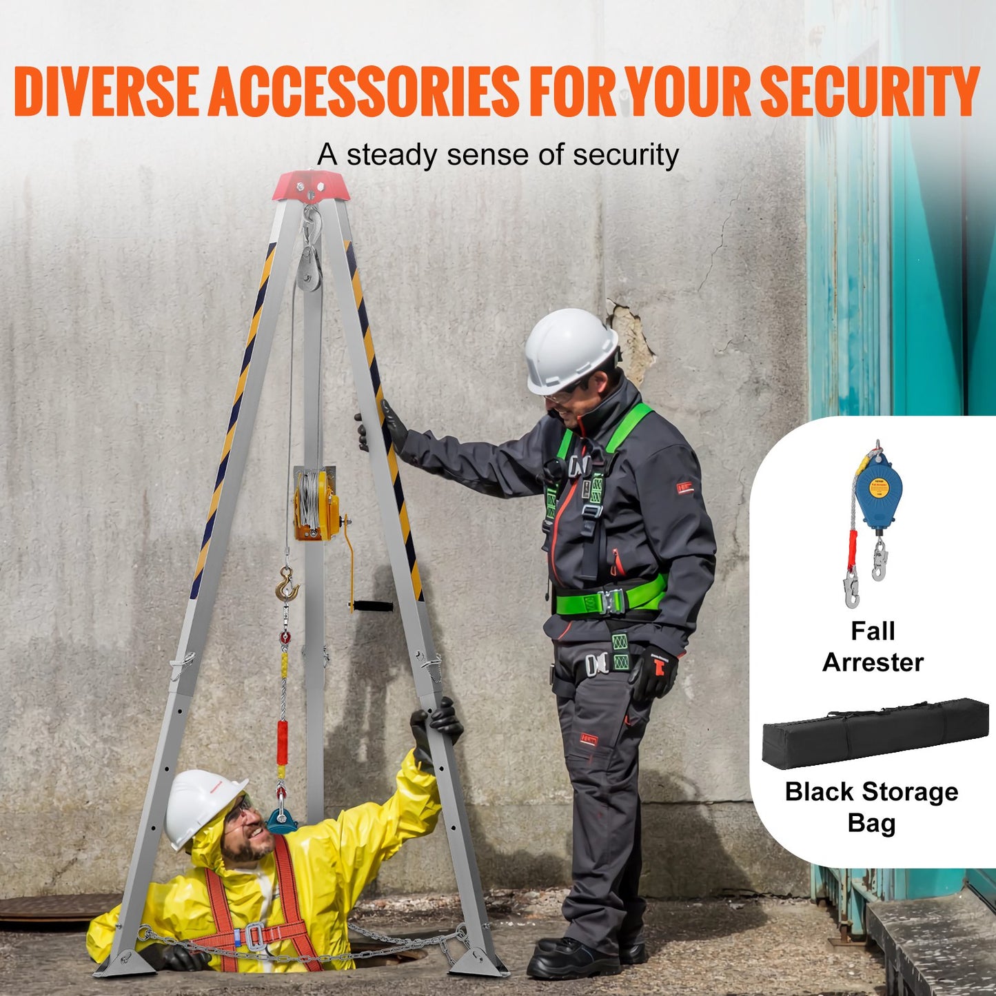 VEVOR Confined Space Tripod Kit, 1200 lbs Winch, Confined Space Tripod 7' Legs Bracket and 98' Cable,-$330