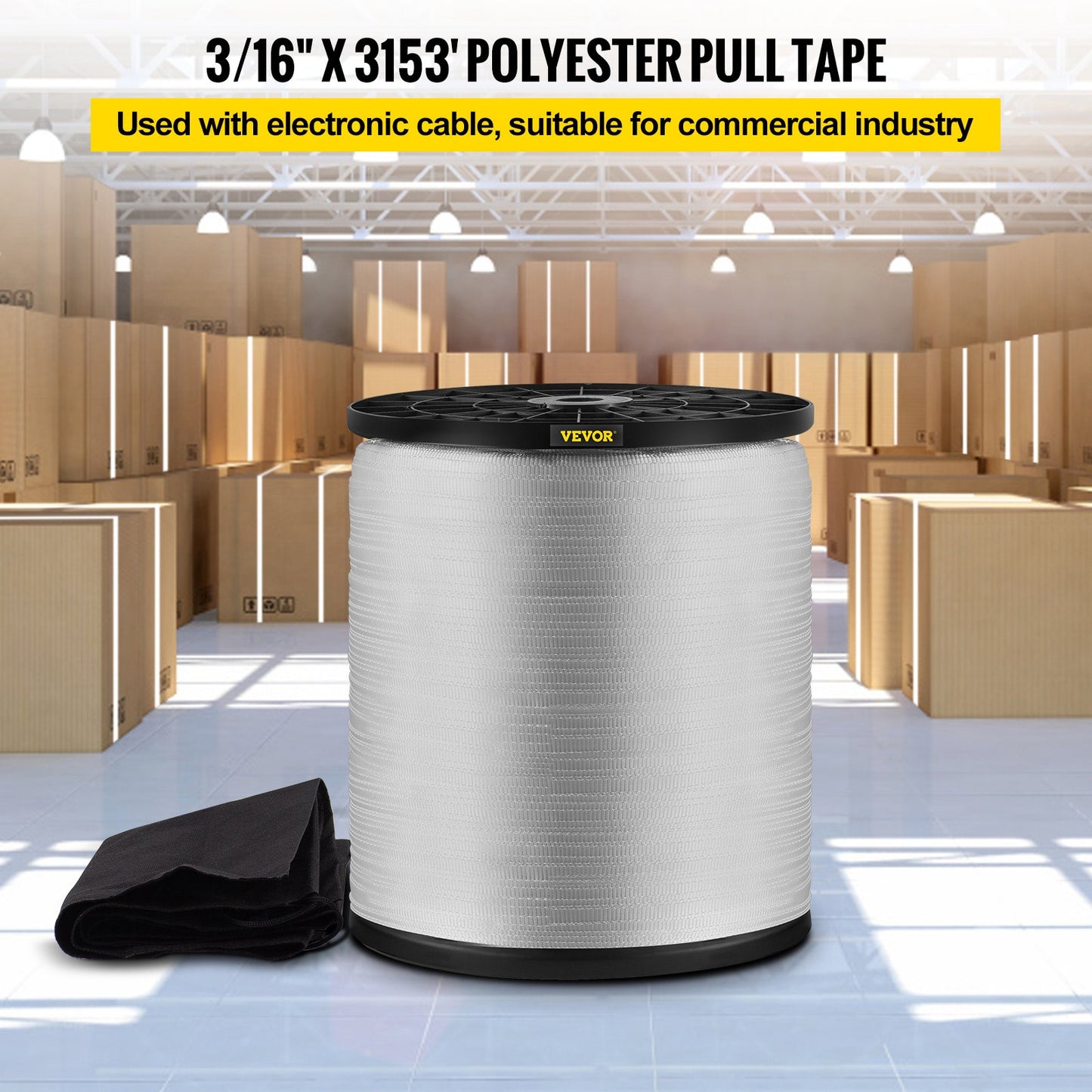BNIB-VEVOR 170Lbs Polyester Pull Tape, 3153\' x 3/16\" Flat Tape for Wire & Cable Conduit Work,