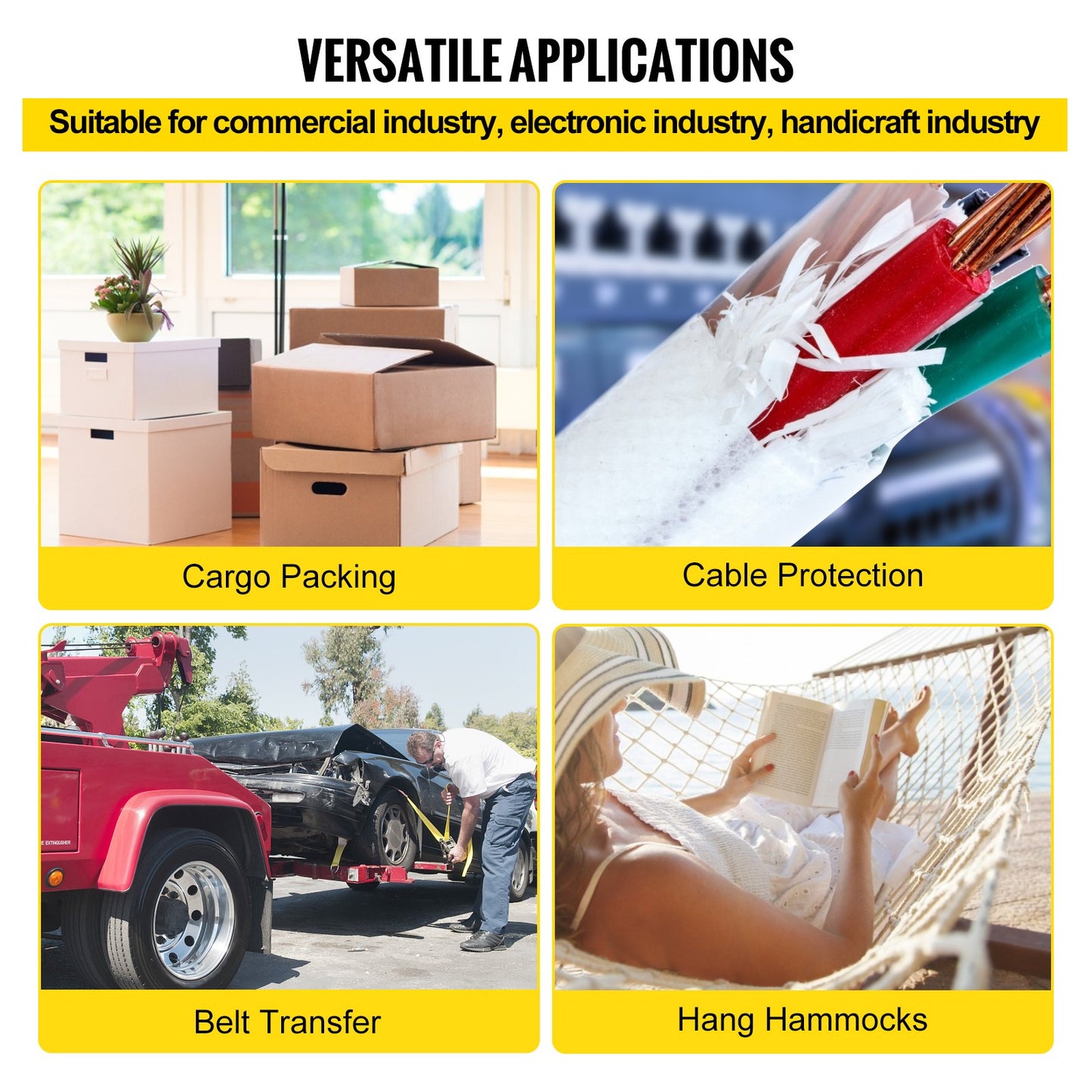 BNIB-VEVOR 170Lbs Polyester Pull Tape, 3153\' x 3/16\" Flat Tape for Wire & Cable Conduit Work,