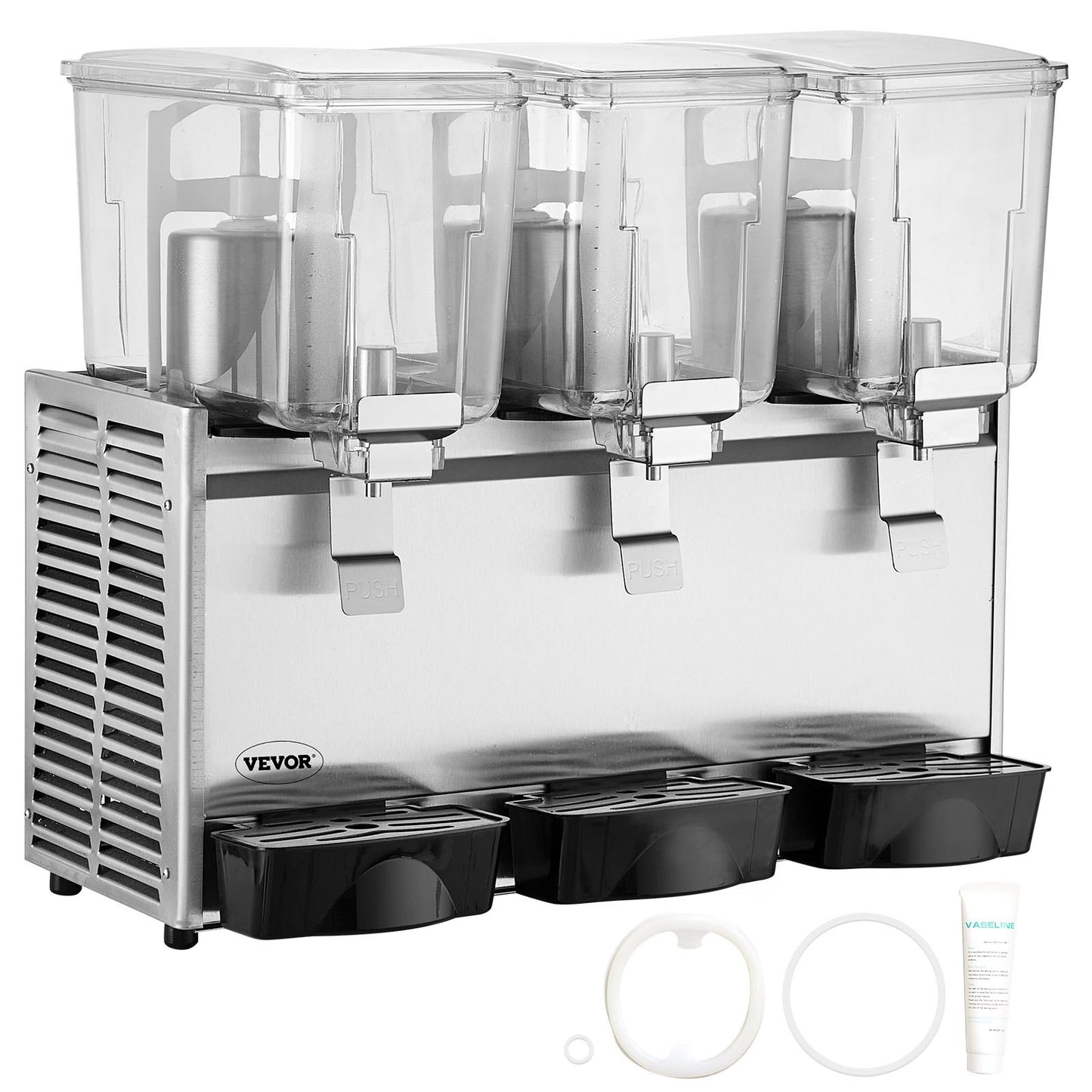 VEVOR Commercial Beverage Dispenser, 13.6 Qt 12L 3 Tanks Ice Tea Drink Machine, 620W