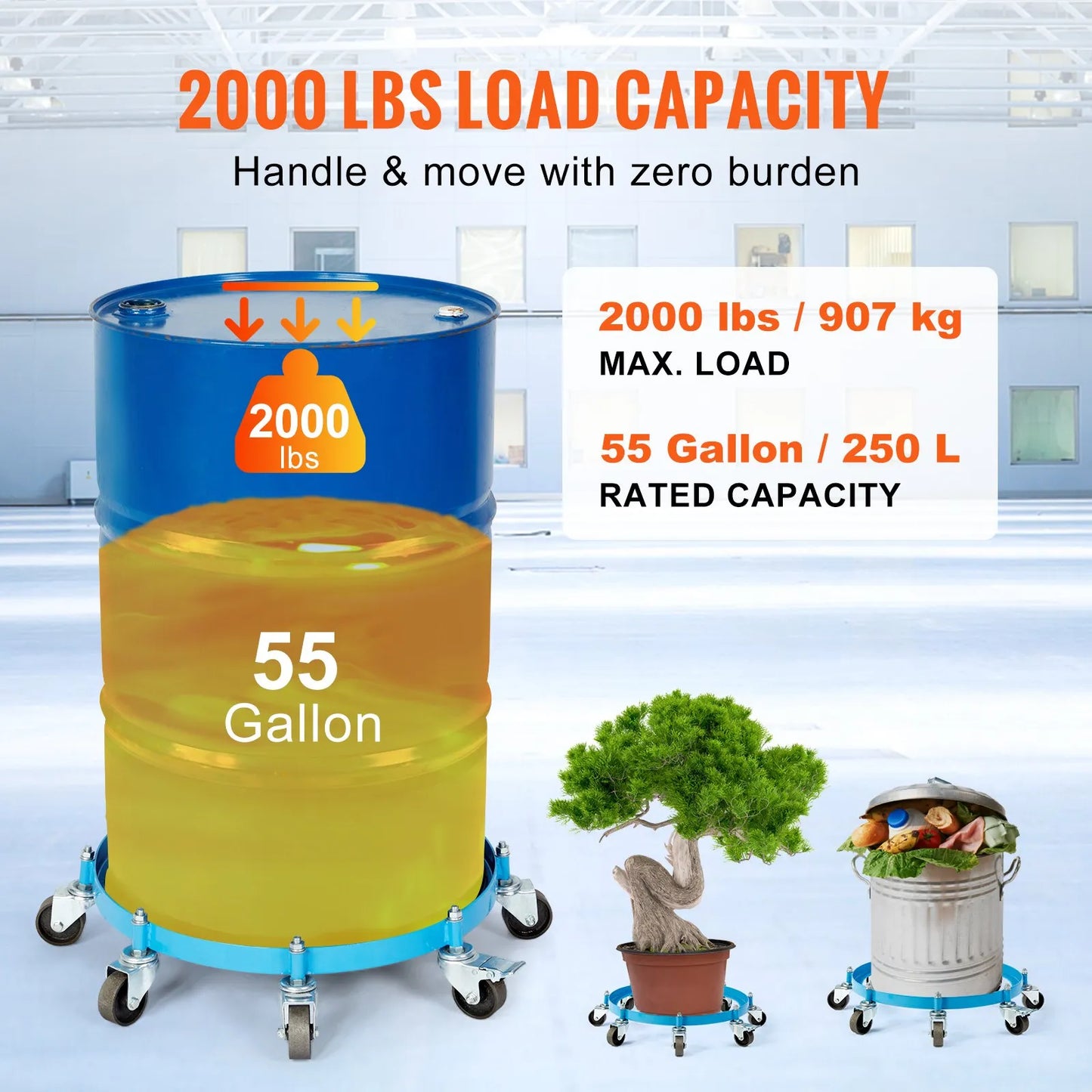 VEVOR 55 Gallon Heavy Duty Drum Dolly, 2000lbs Load Capacity, Barrel Dolly Cart Drum Caddy,-$70