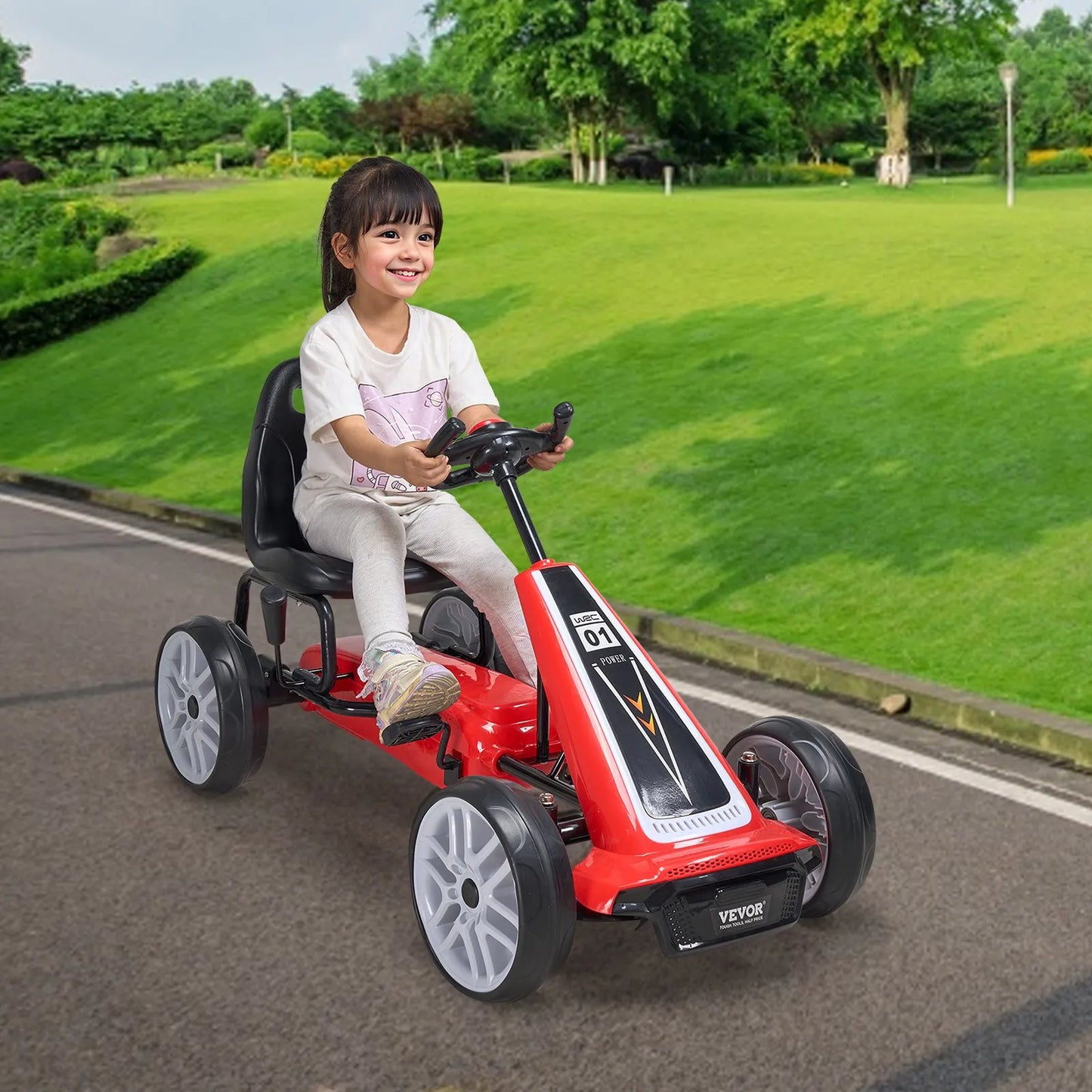 VEVOR Kids Pedal Go Kart, 4 Wheel Off-Road Pedal Go Cart Ride On Toy for Kids, Steering Wheel, Ages 5-12,-$100