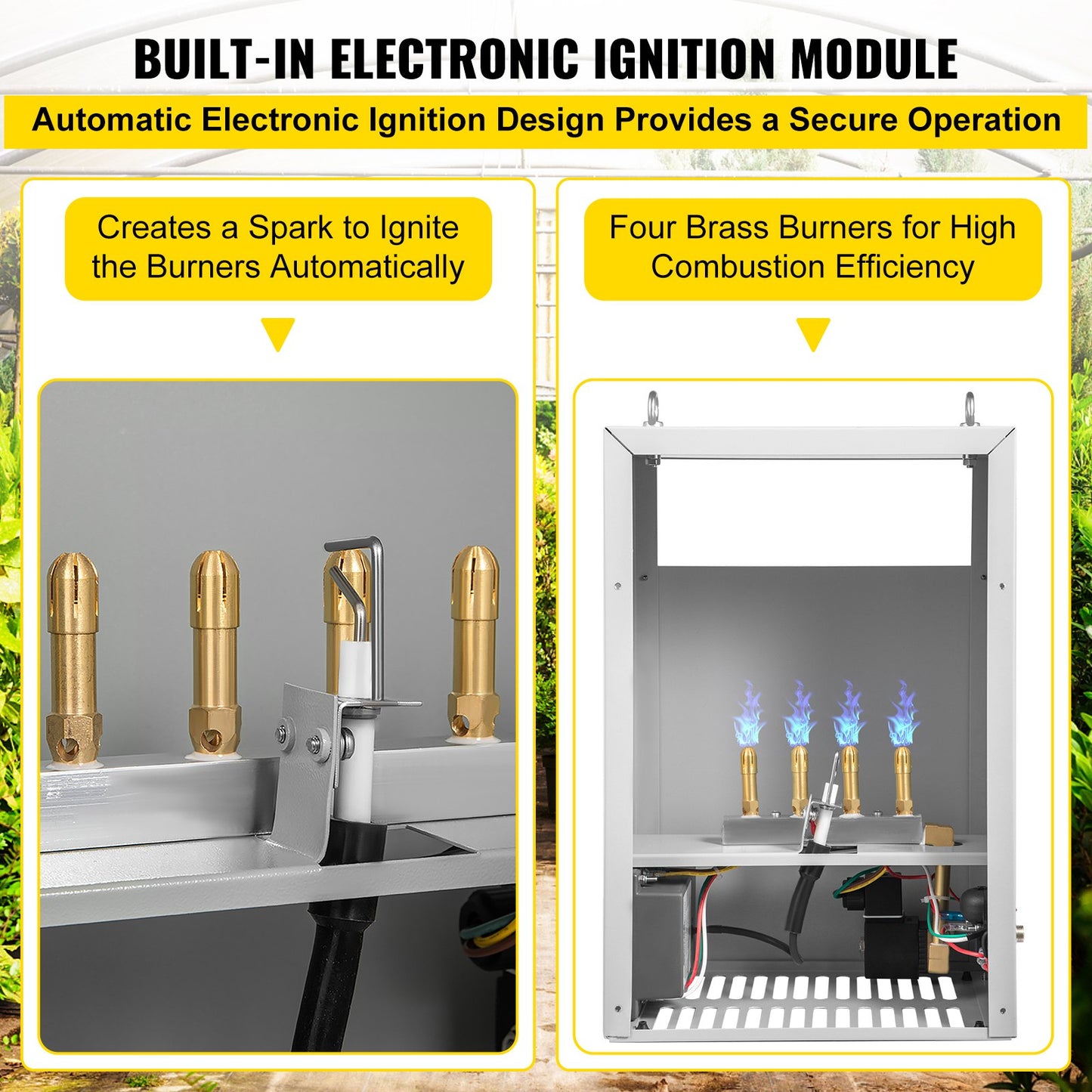 BNIB-VEVOR CO2 Burner, 4 Brass Burner CO2 Generator for Plant, 12540 BTU/Hr,