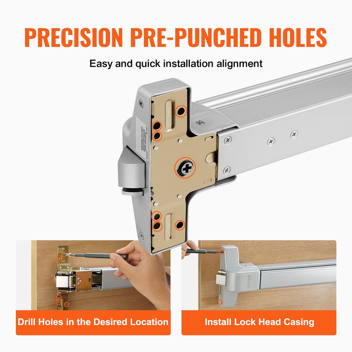 VEVOR Push Bar Door Locks, Carbon Steel Panic Bars for Exit Doors, with Exterior Lever and 3 Keys,-$50