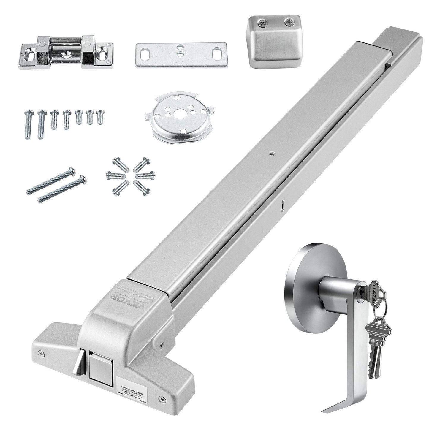 VEVOR Push Bar Door Locks, Carbon Steel Panic Bars for Exit Doors, with Exterior Lever and 3 Keys,-$50
