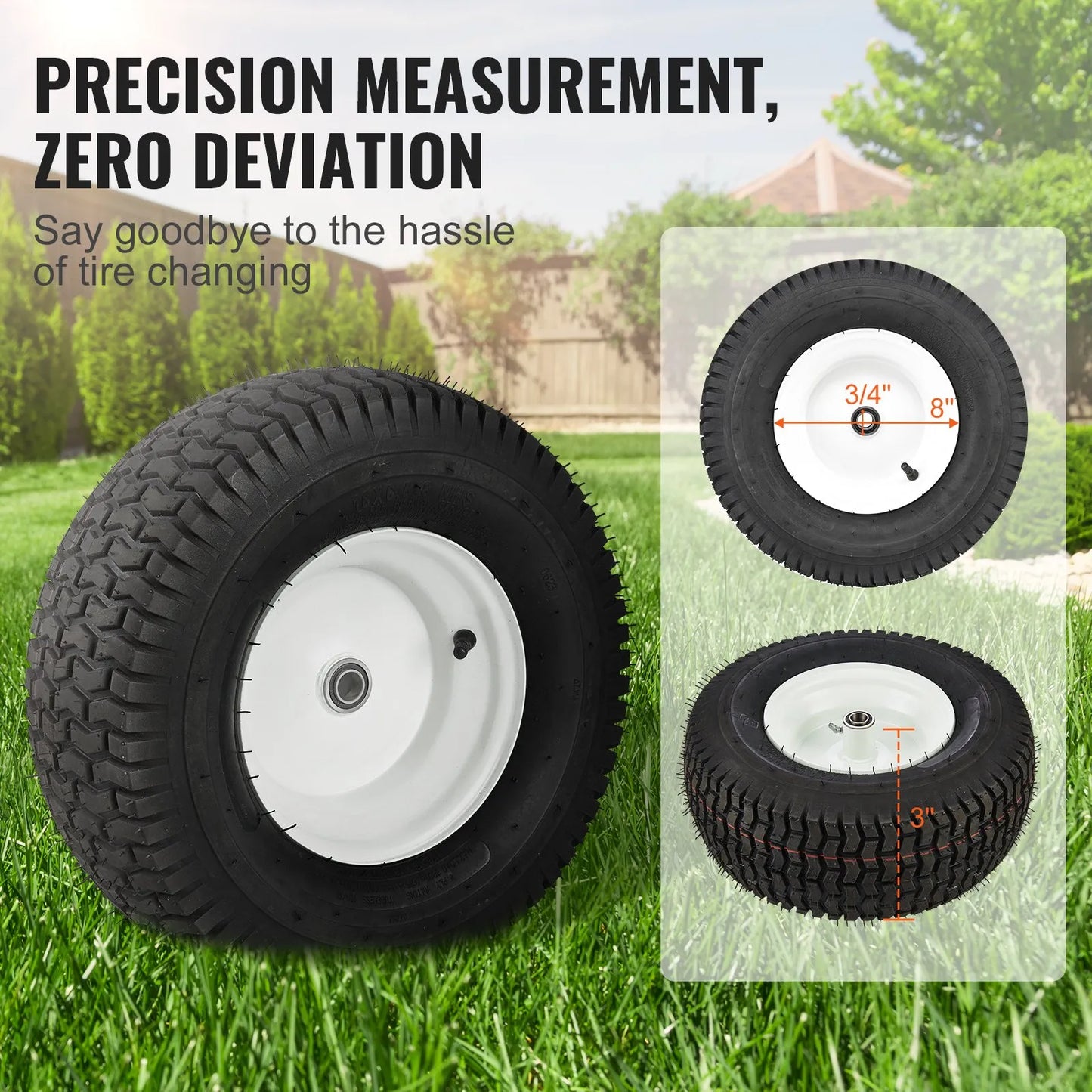 VEVOR Lawn Mower Tires with Rim, 16x6.5-8" Tubeless Tractor Tires, 2-Pack Tire and Wheel Assembly,-$100