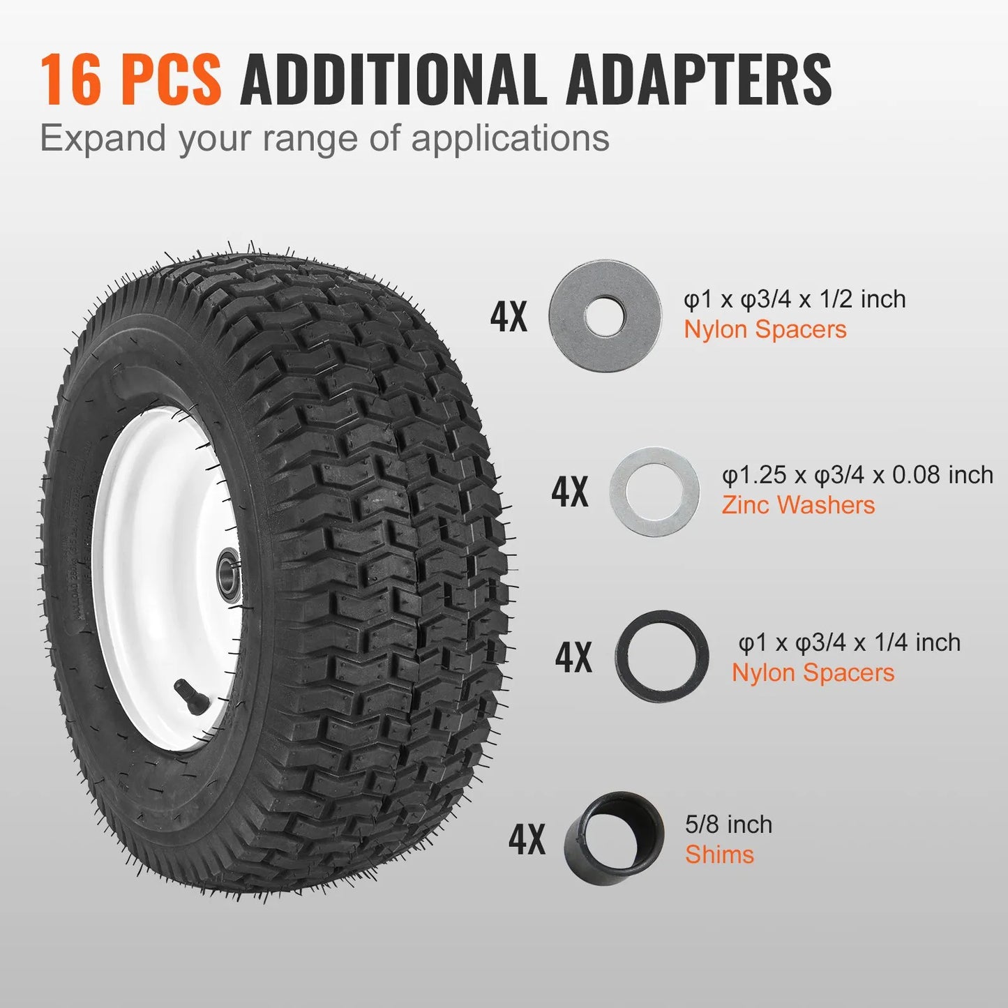 VEVOR Lawn Mower Tires with Rim, 16x6.5-8" Tubeless Tractor Tires, 2-Pack Tire and Wheel Assembly,-$100