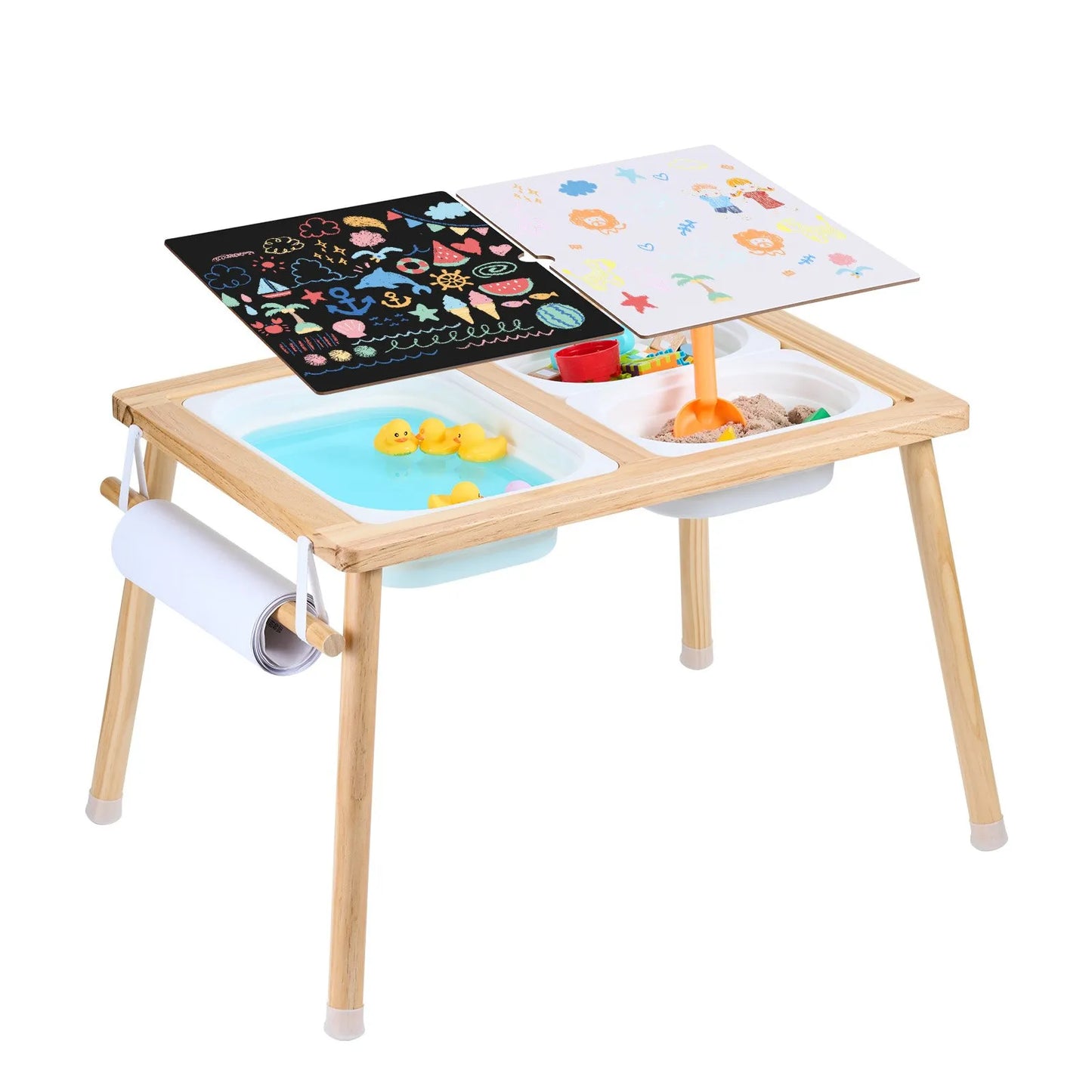 VEVOR Sensory Table for Toddlers, Kids Activity Table with 3 Foldable Storage Bins & Paper Roll Holder,-$50