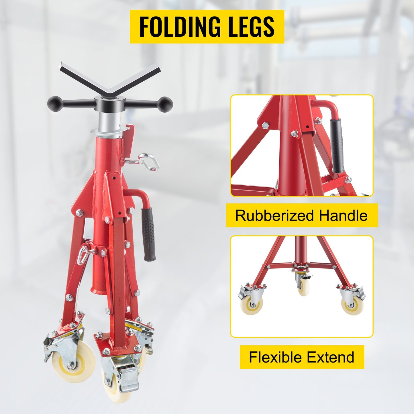 VEVOR Pipe Stand, Pipe Jack Stand, V Head Pipe Stand Adjustable Height 28-52 Inch, with Casters,-$70