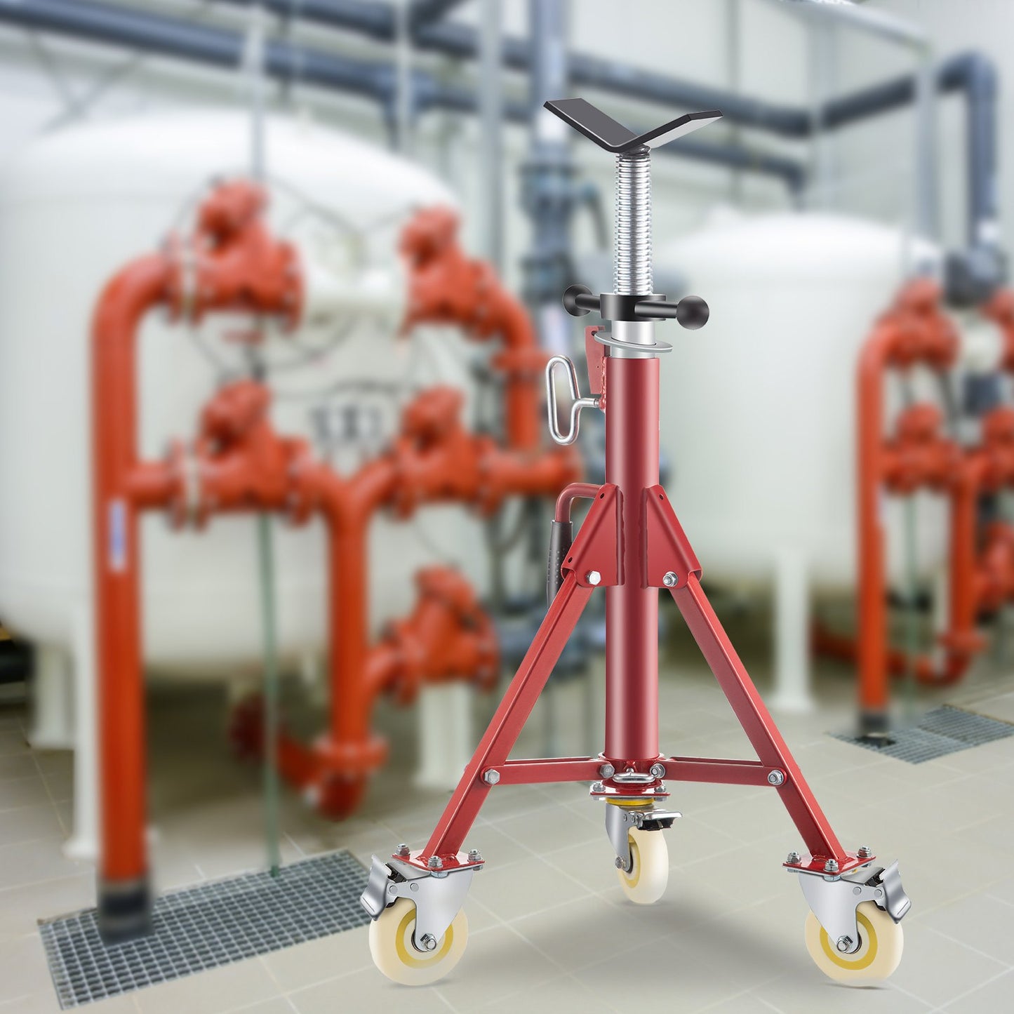 VEVOR Pipe Stand, Pipe Jack Stand, V Head Pipe Stand Adjustable Height 28-52 Inch, with Casters,-$70