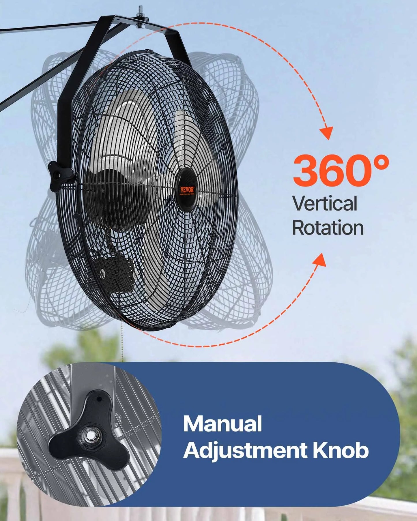 VEVOR Wall Mount Fan, 18 Inch, 3-speed High Velocity Max. 4150 CFM, Waterproof Industrial Wall Fan,-$60