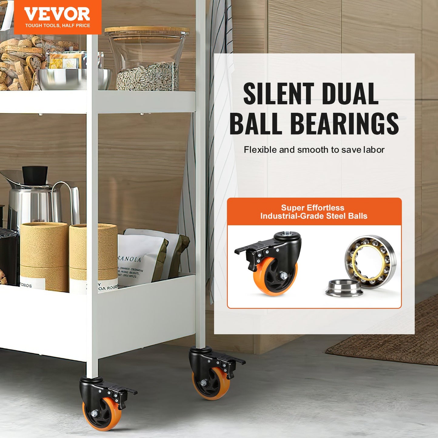VEVOR Caster Wheels, 4 inch, Set of 4, 440 lbs Capacity, Threaded Stem Casters with Security Dual Locking,-$25