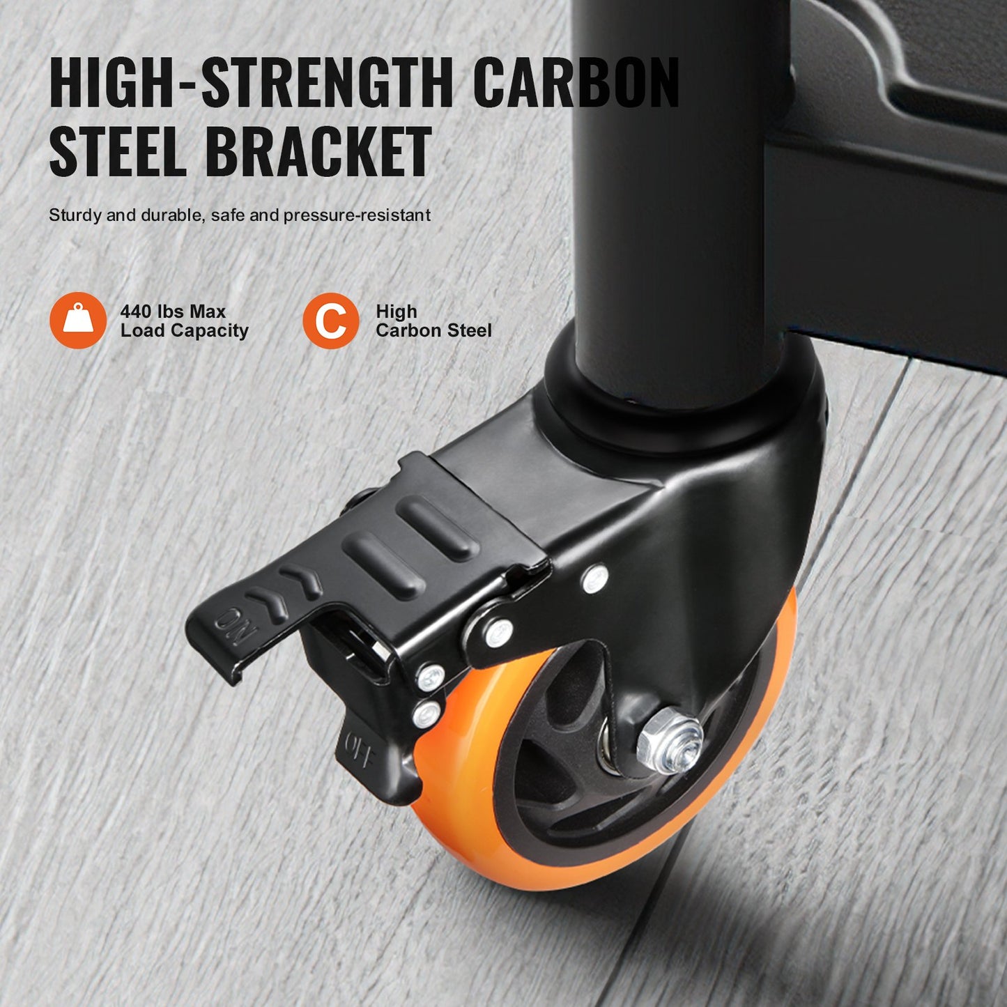 VEVOR Caster Wheels, 4 inch, Set of 4, 440 lbs Capacity, Threaded Stem Casters with Security Dual Locking,-$25