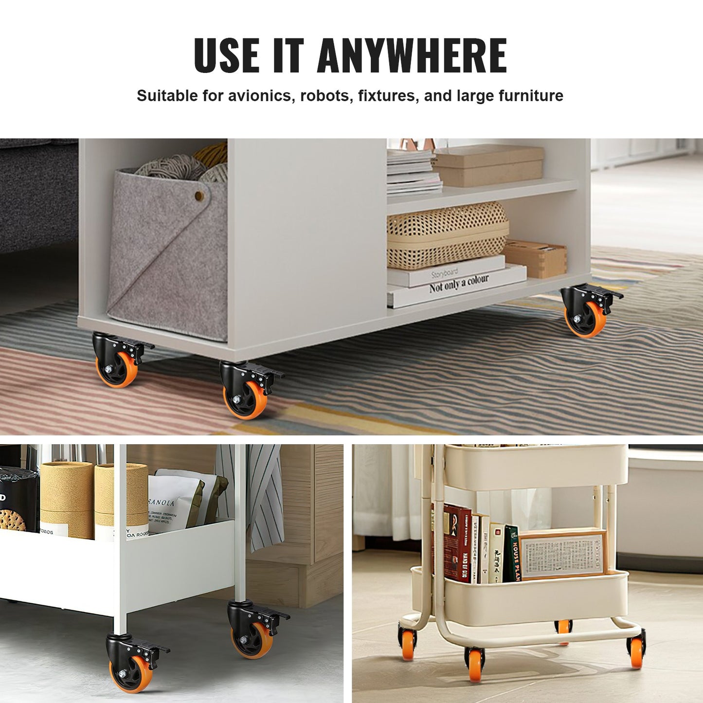 VEVOR Caster Wheels, 4 inch, Set of 4, 440 lbs Capacity, Threaded Stem Casters with Security Dual Locking,-$25