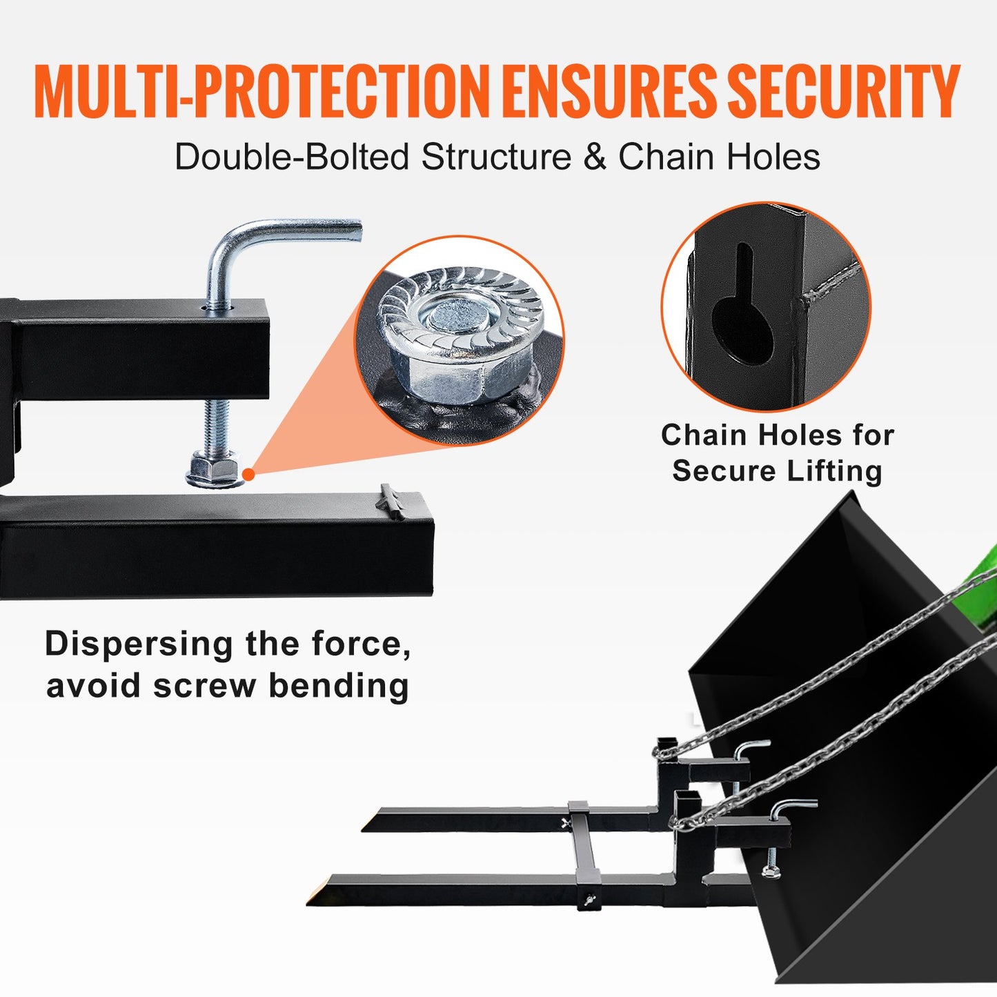 VEVOR Pallet Forks, 2000 lbs Clamp on Pallet Forks, 43" Total Length Tractor Bucket Forks with Adjustable,-$70