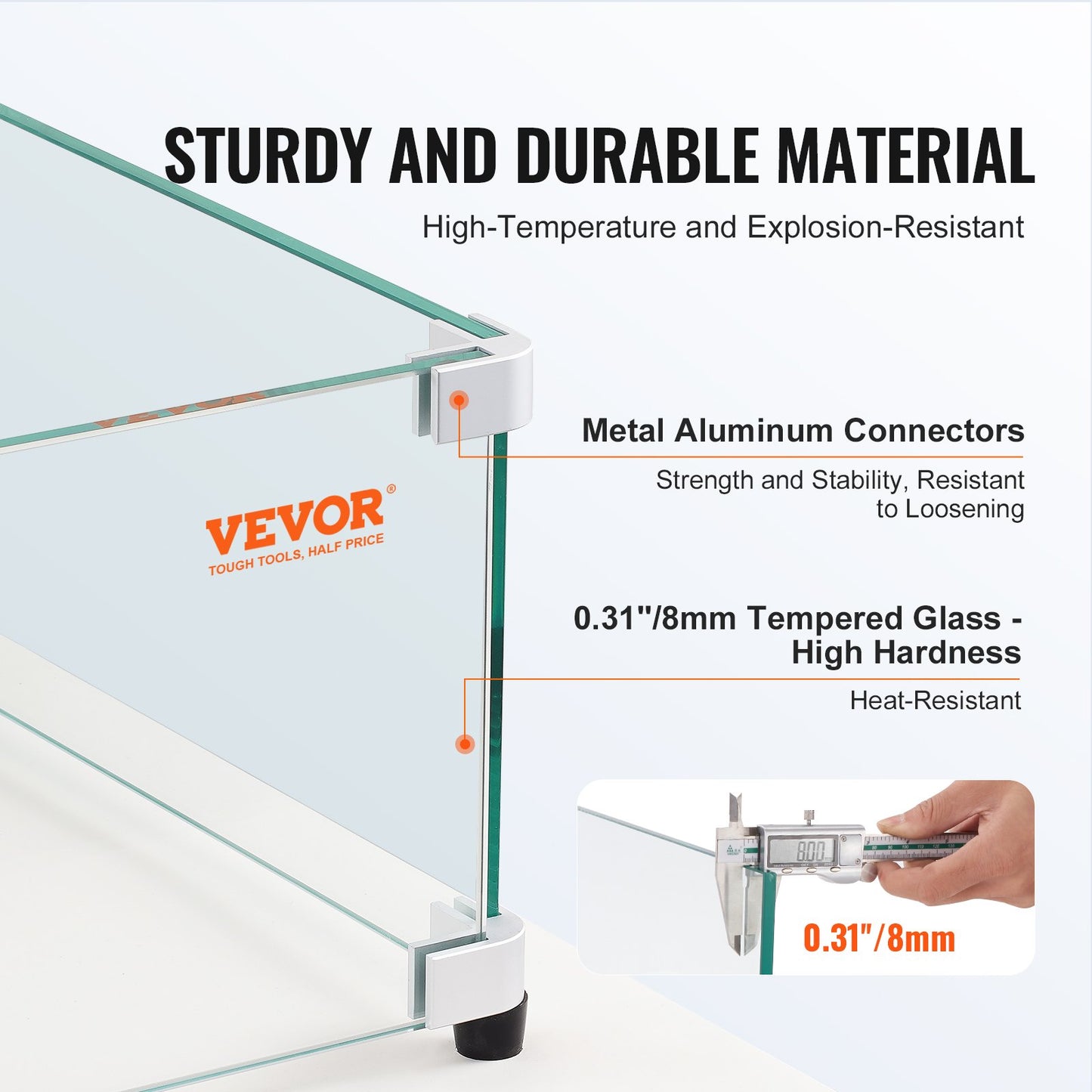 VEVOR Glass Wind Guard for Rectangular Fire Pit Table 36 x 16 x 7.5 Inch, 0.31 inch Thick,-$60