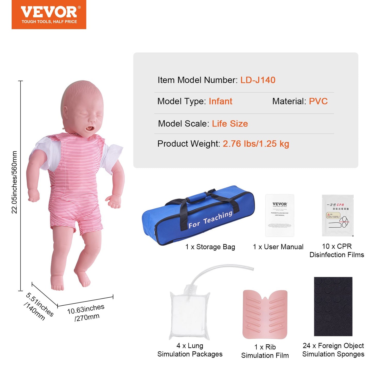 VEVOR Infant CPR Training Manikin, Airway Management and First Aid Practice Model for Education,-$60