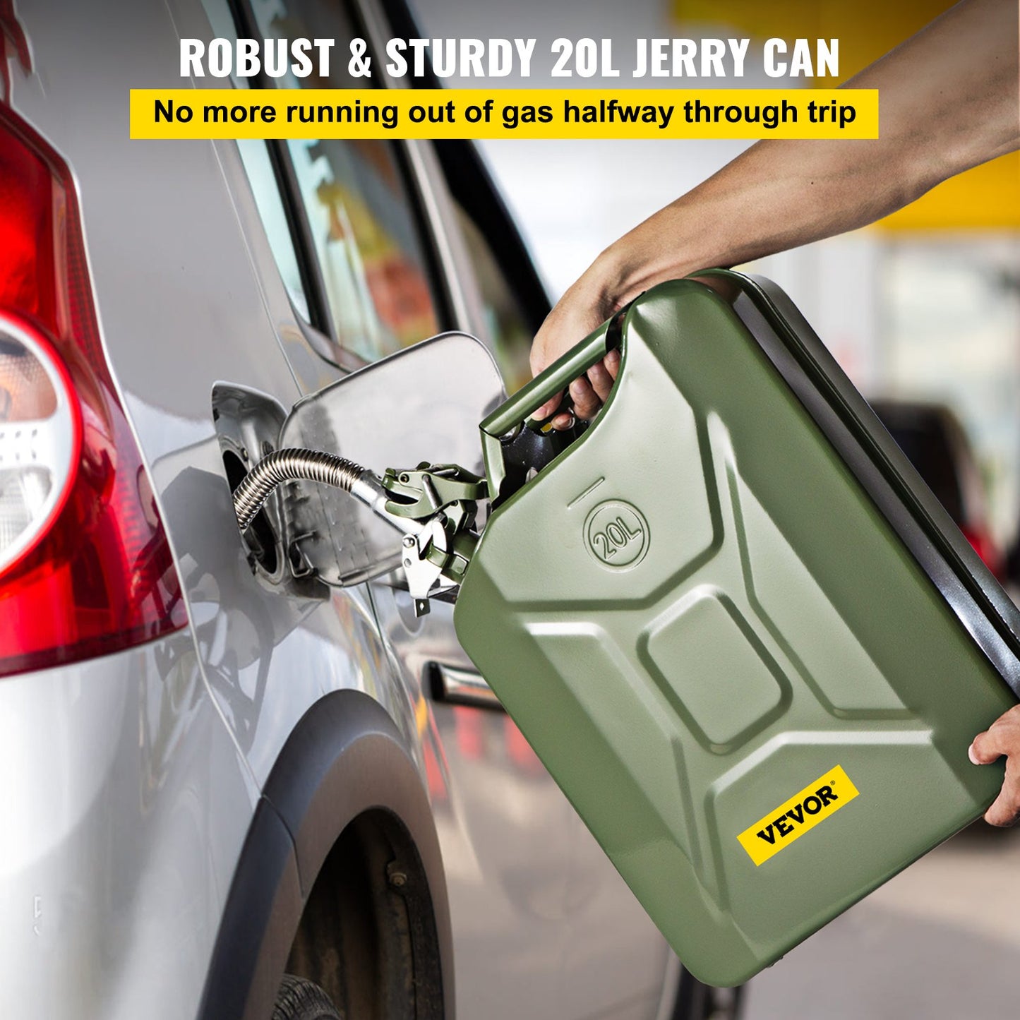 VEVOR Jerry Fuel Can, 5.3 Gallon / 20 L Portable Jerry Gas Can with Flexible Spout System,-$60
