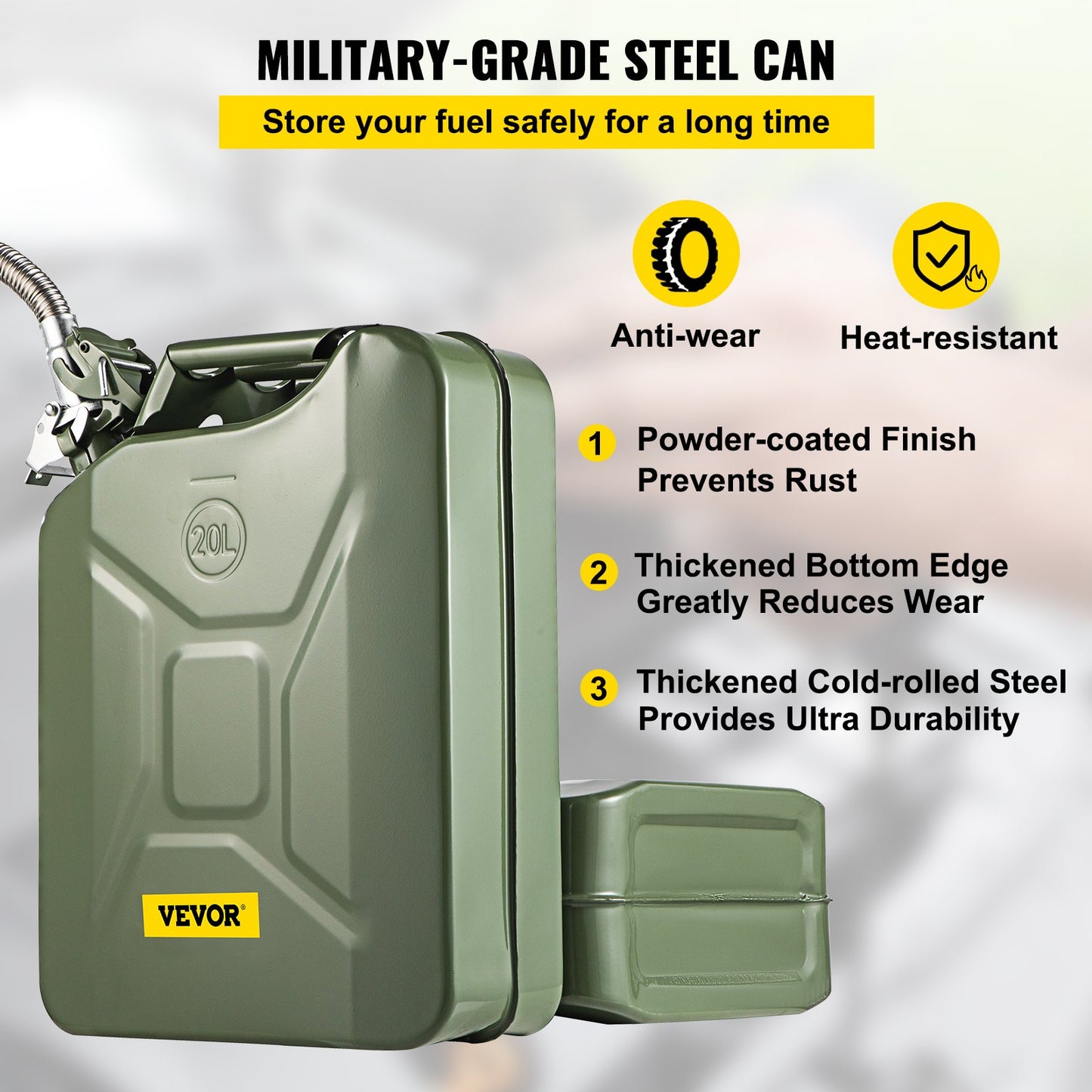 VEVOR Jerry Fuel Can, 5.3 Gallon / 20 L Portable Jerry Gas Can with Flexible Spout System,-$60