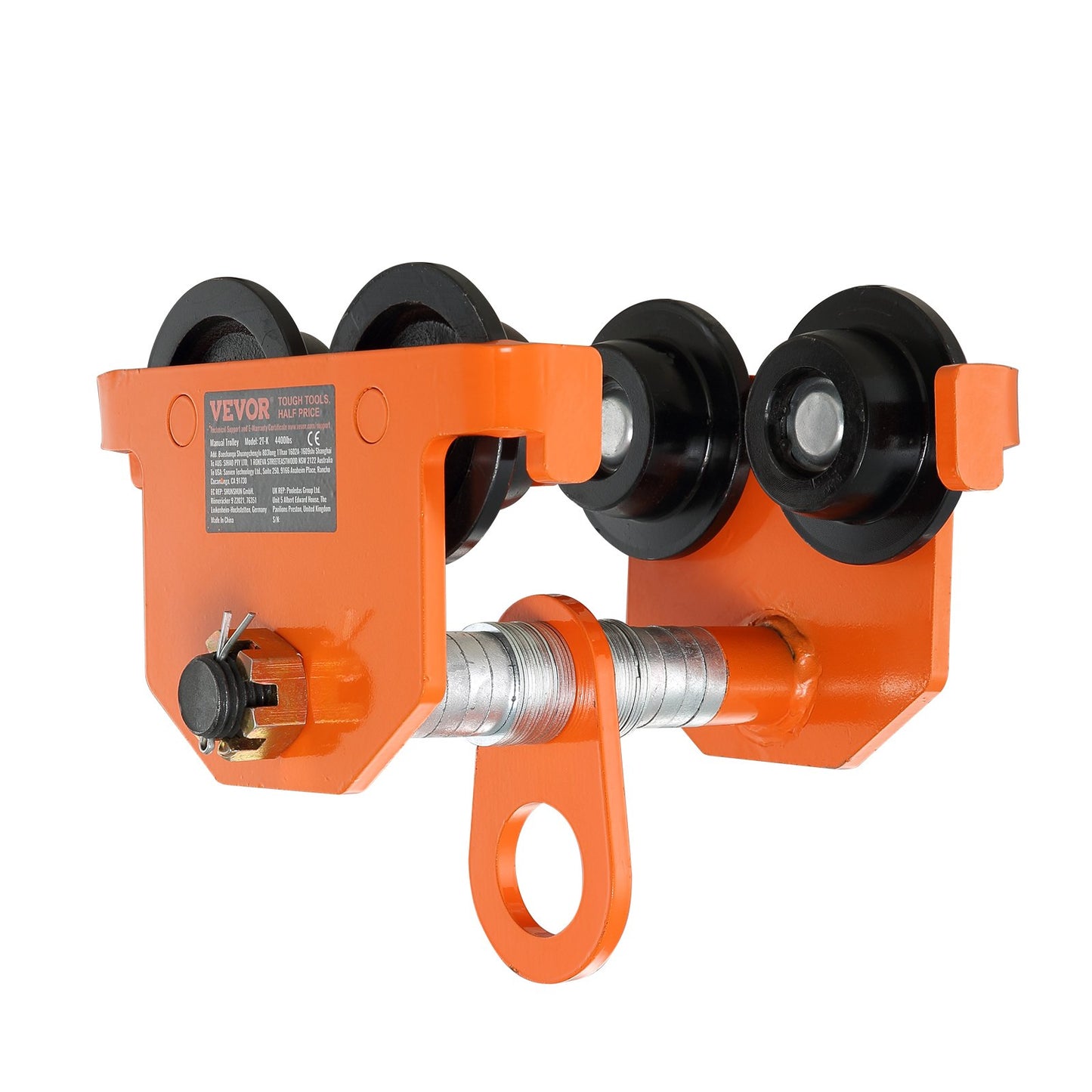VEVOR Manual Trolley, 2200 lbs/1 Ton Load Capacity, Push Beam Trolley with Dual Wheels
