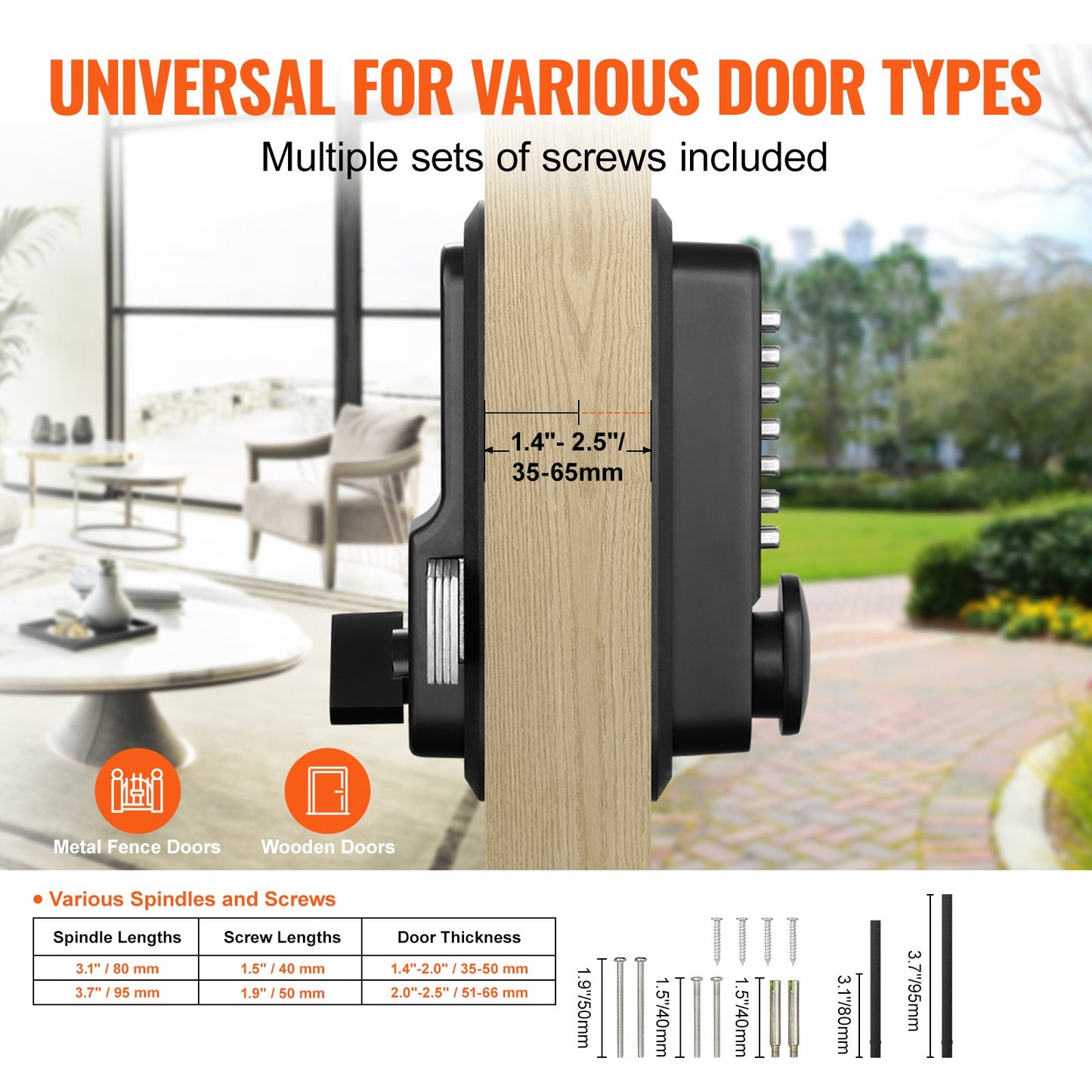 VEVOR Mechanical Keyless Entry Door Lock, 14 Digit Keypad, Water-proof Zinc Alloy, Door Locks Set,-$45